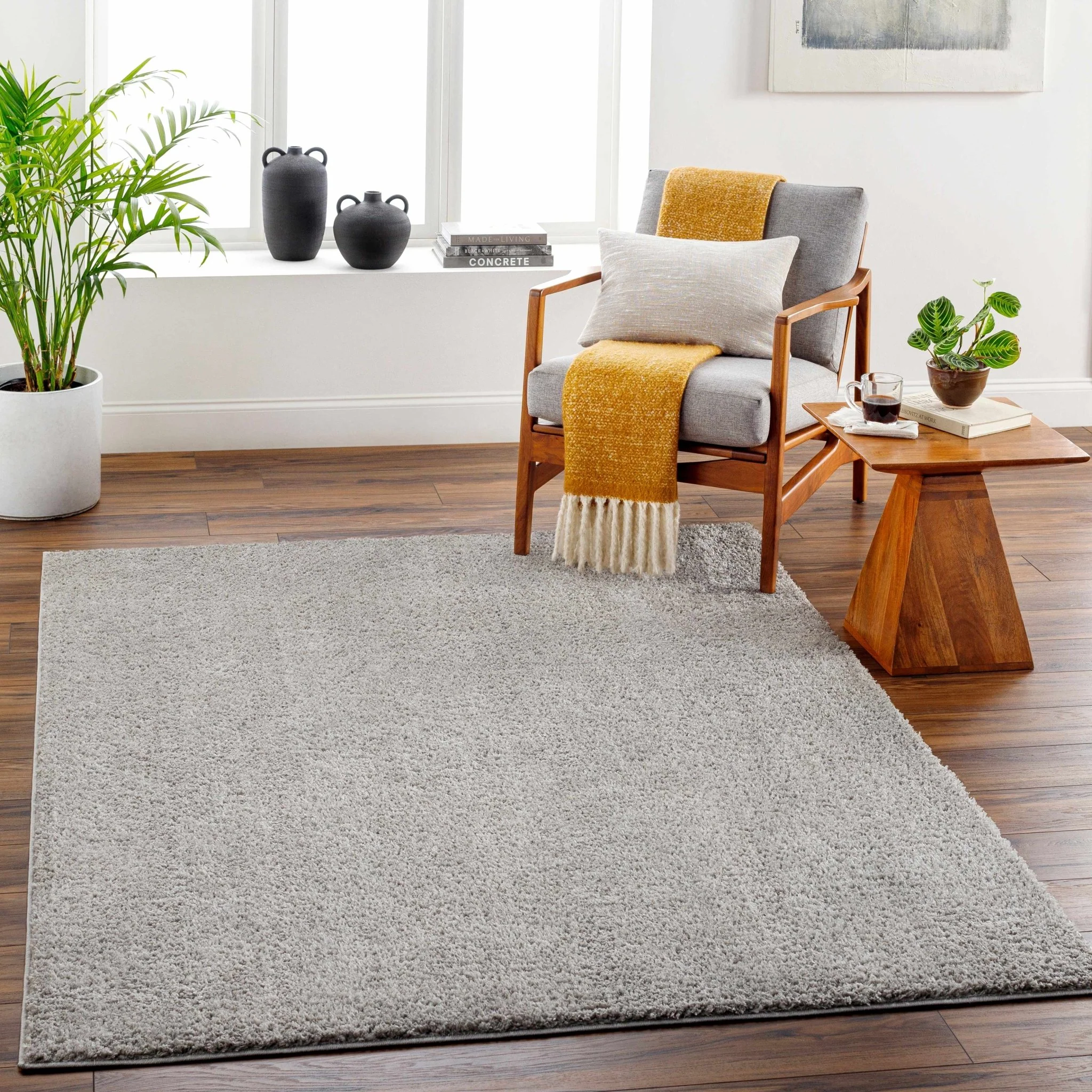 Modern Solid Plane light Gray Plush Pile Moroccan Style Multi size Washable Area Rug - Image 23