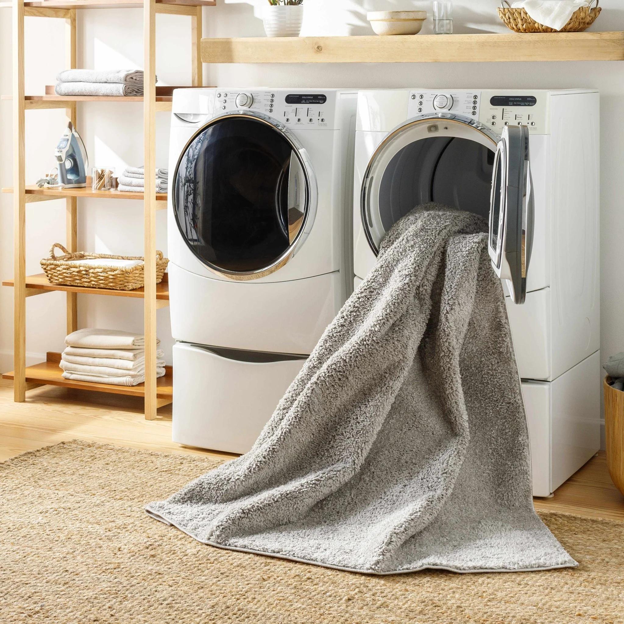 Modern Solid Plane light Gray Plush Pile Moroccan Style Multi size Washable Area Rug - Image 24