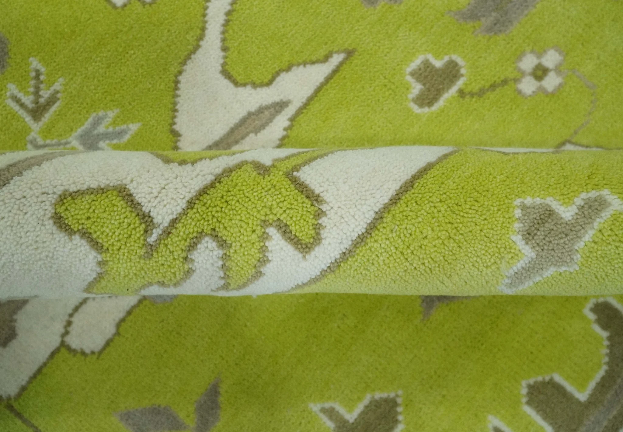 Green and Ivory Hand knotted Oriental Oushak Multi Size wool Area Rug - Image 7