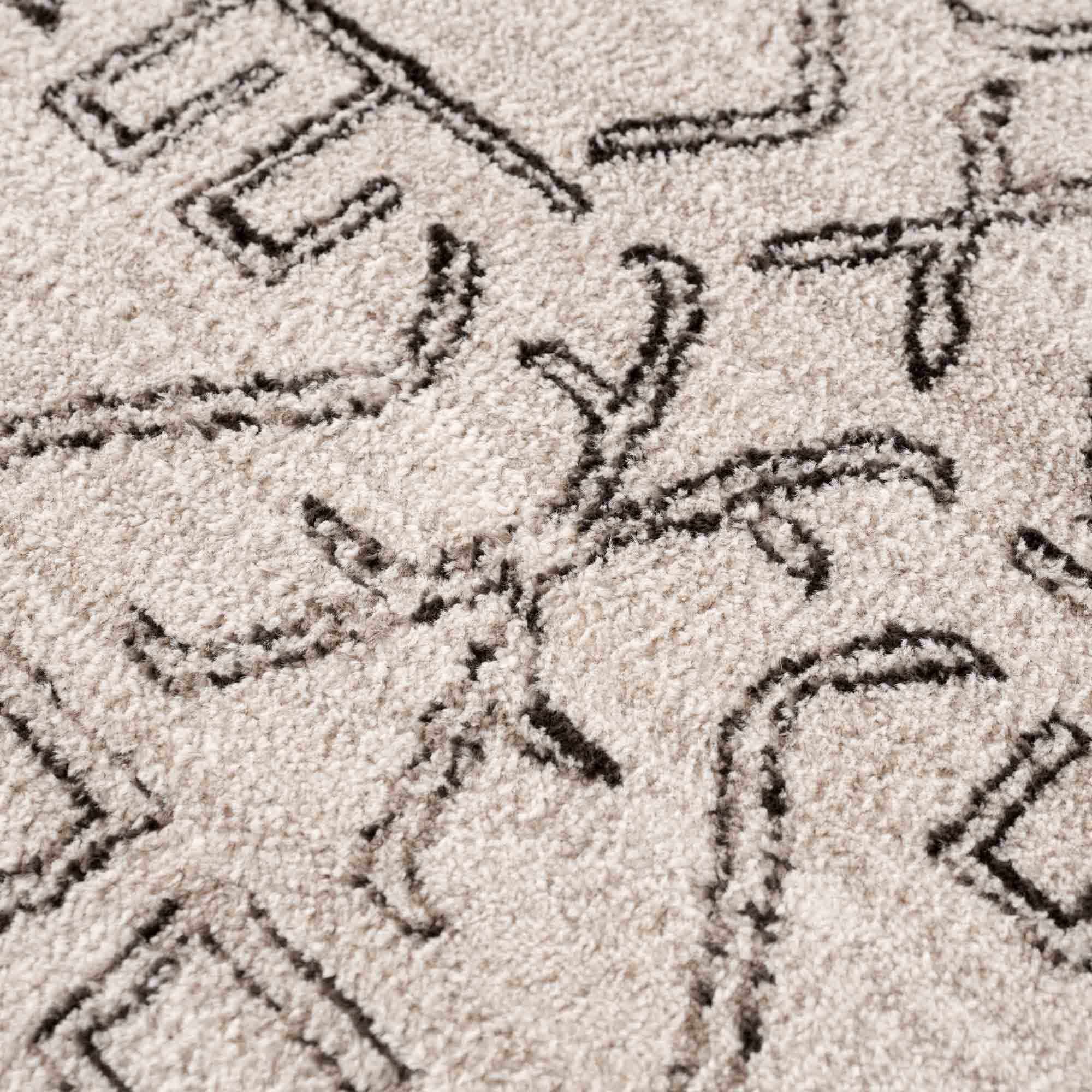 Light Peach and Charcoal Tribal Design Contemporary Area Rug - Image 10