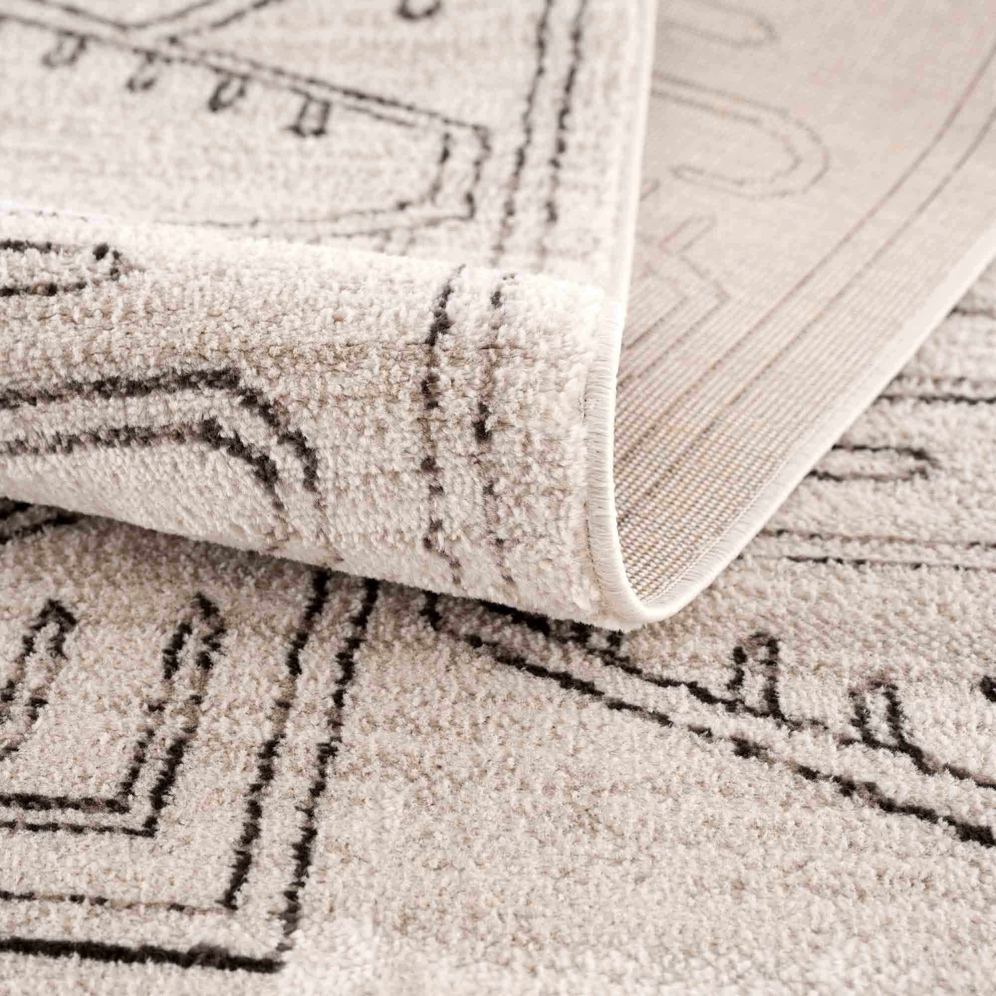 Light Peach and Charcoal Tribal Design Contemporary Area Rug - Image 5