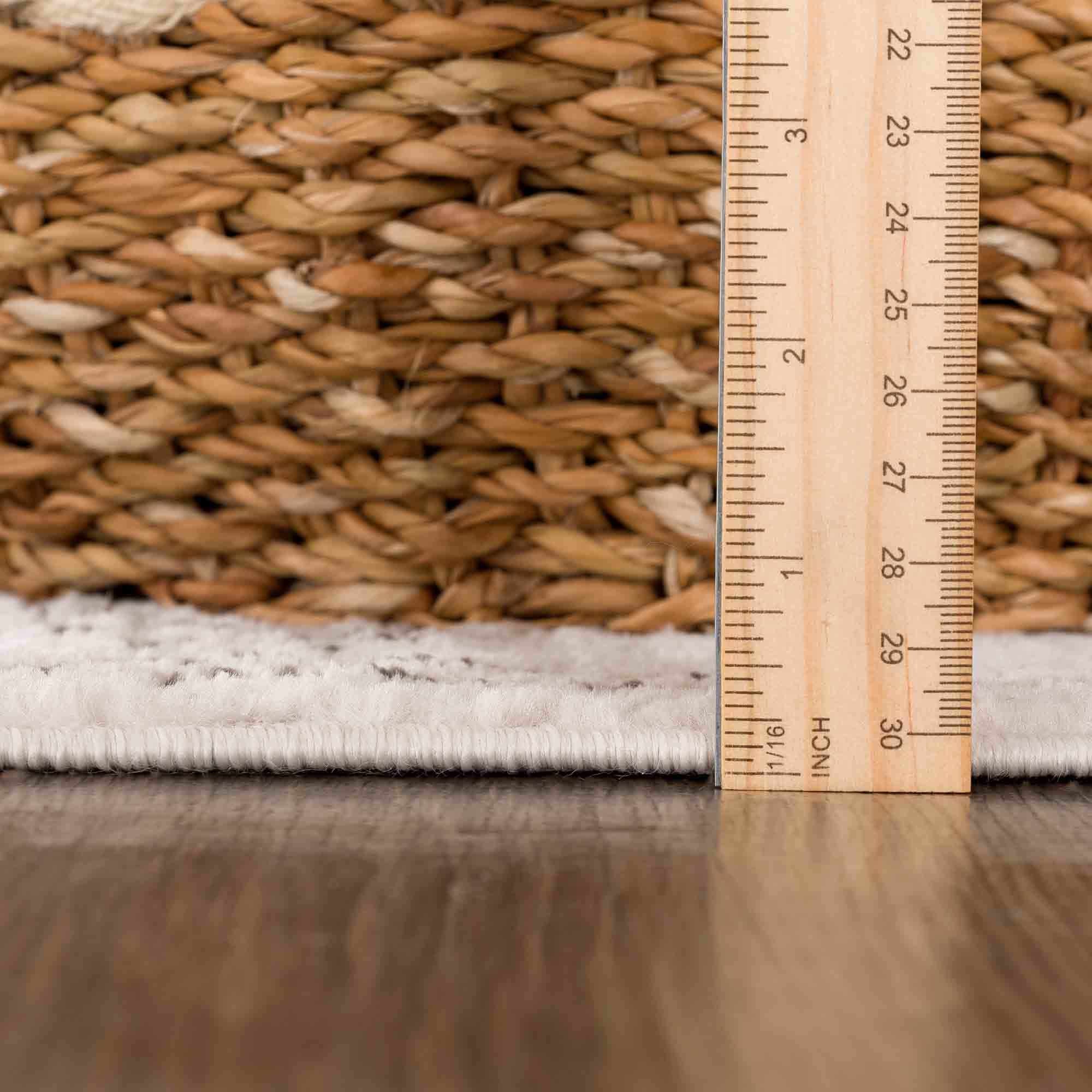 Light Peach and Charcoal Tribal Design Contemporary Area Rug - Image 9