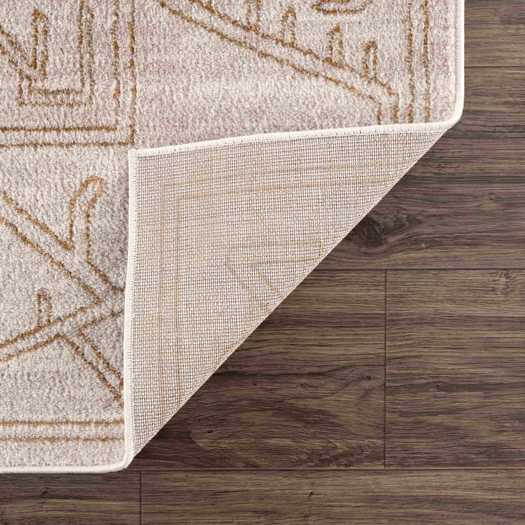 Light Peach and Gold Contemporary Tribal Design Area Rug - Image 3