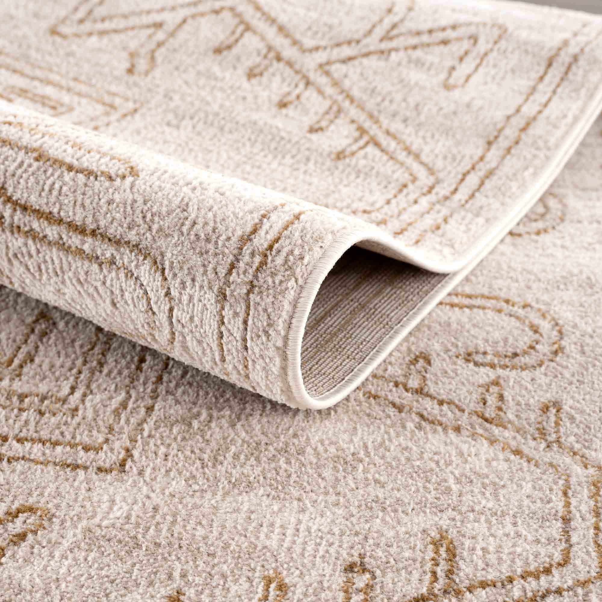 Light Peach and Gold Contemporary Tribal Design Area Rug - Image 4