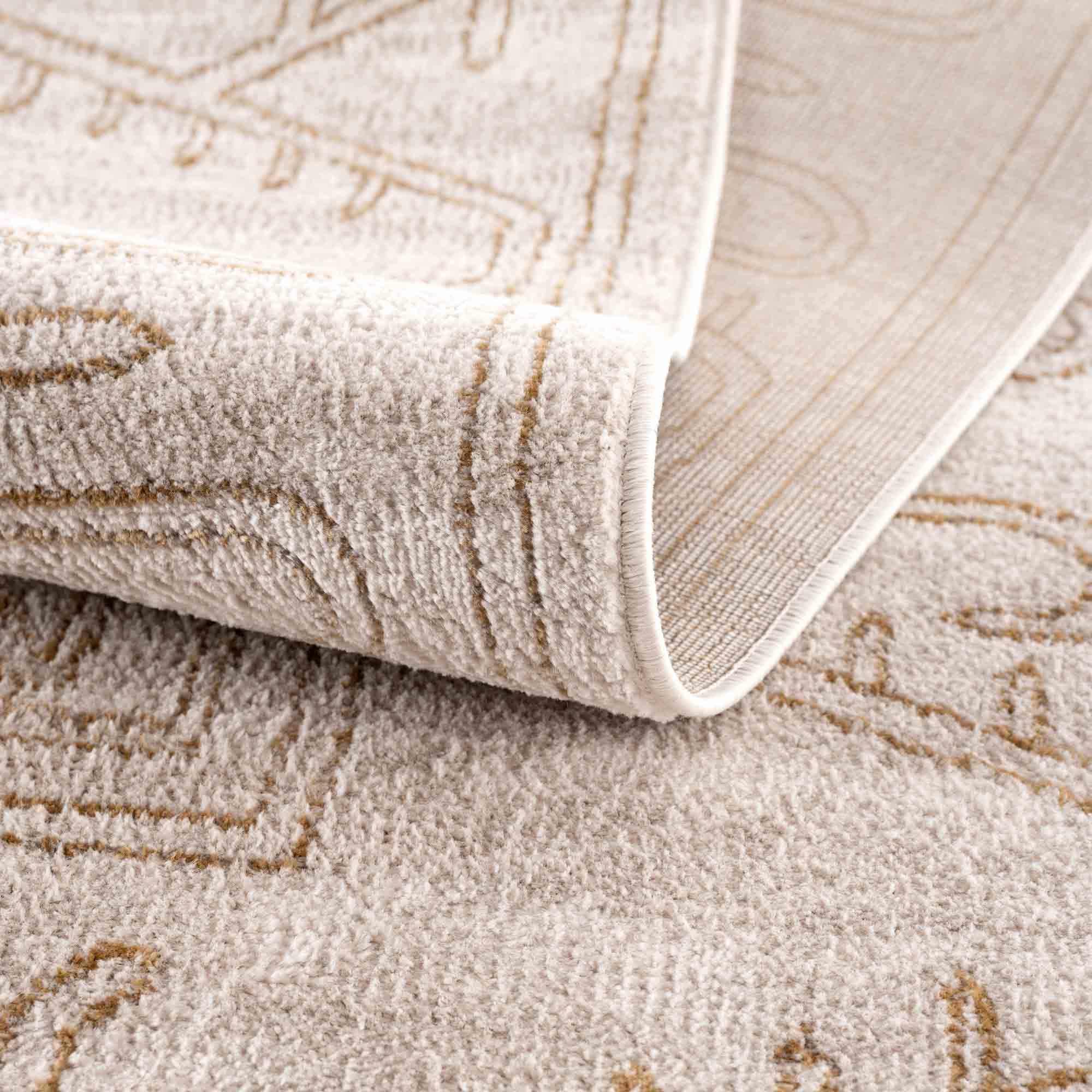 Light Peach and Gold Contemporary Tribal Design Area Rug - Image 5