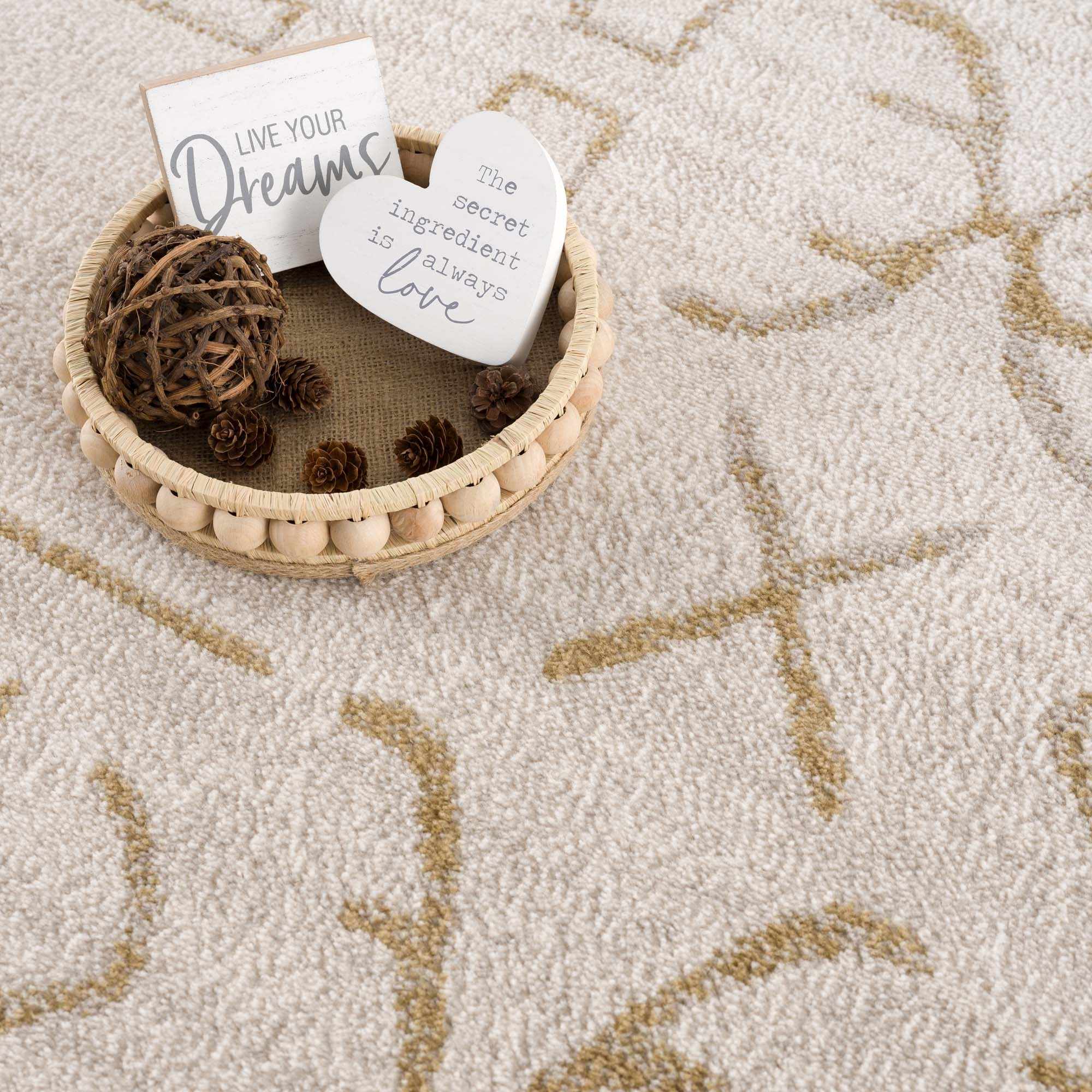 Light peach and Gold Tribal Design Contemporary Area Rug - Image 10
