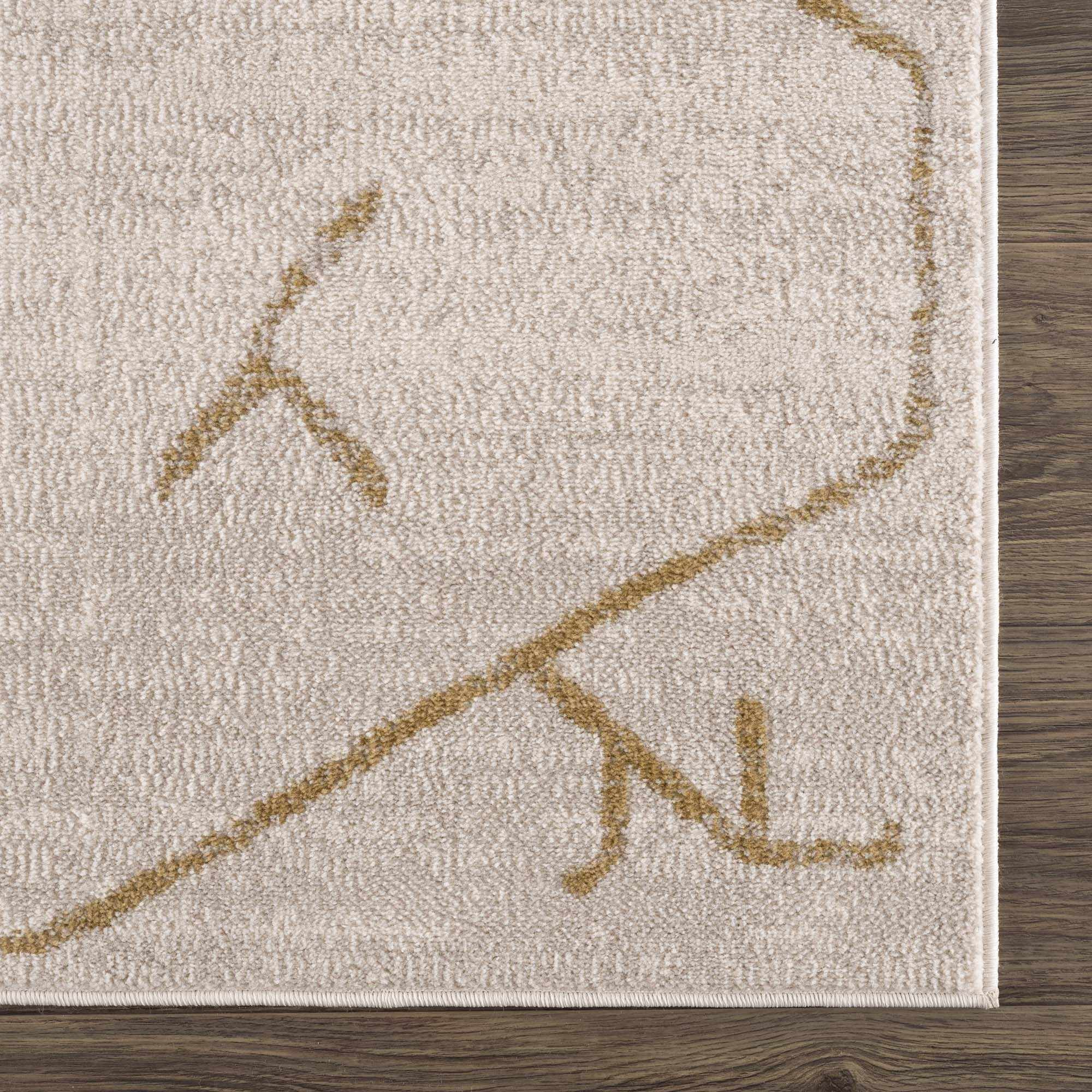 Light peach and Gold Tribal Design Contemporary Area Rug - Image 7