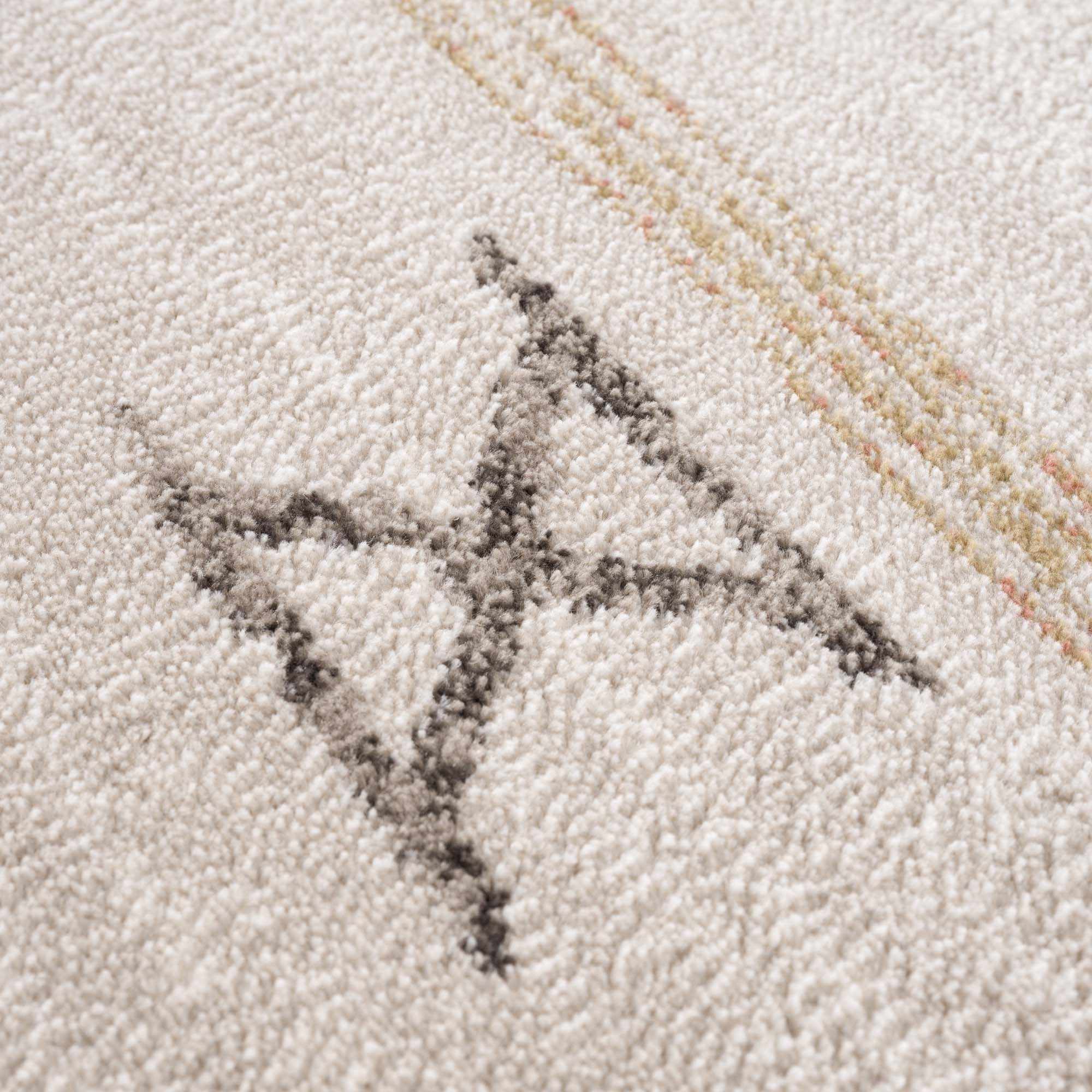 Light Peach, Gold and Charcoal Contemporary Tribal design Area Rug - Image 10