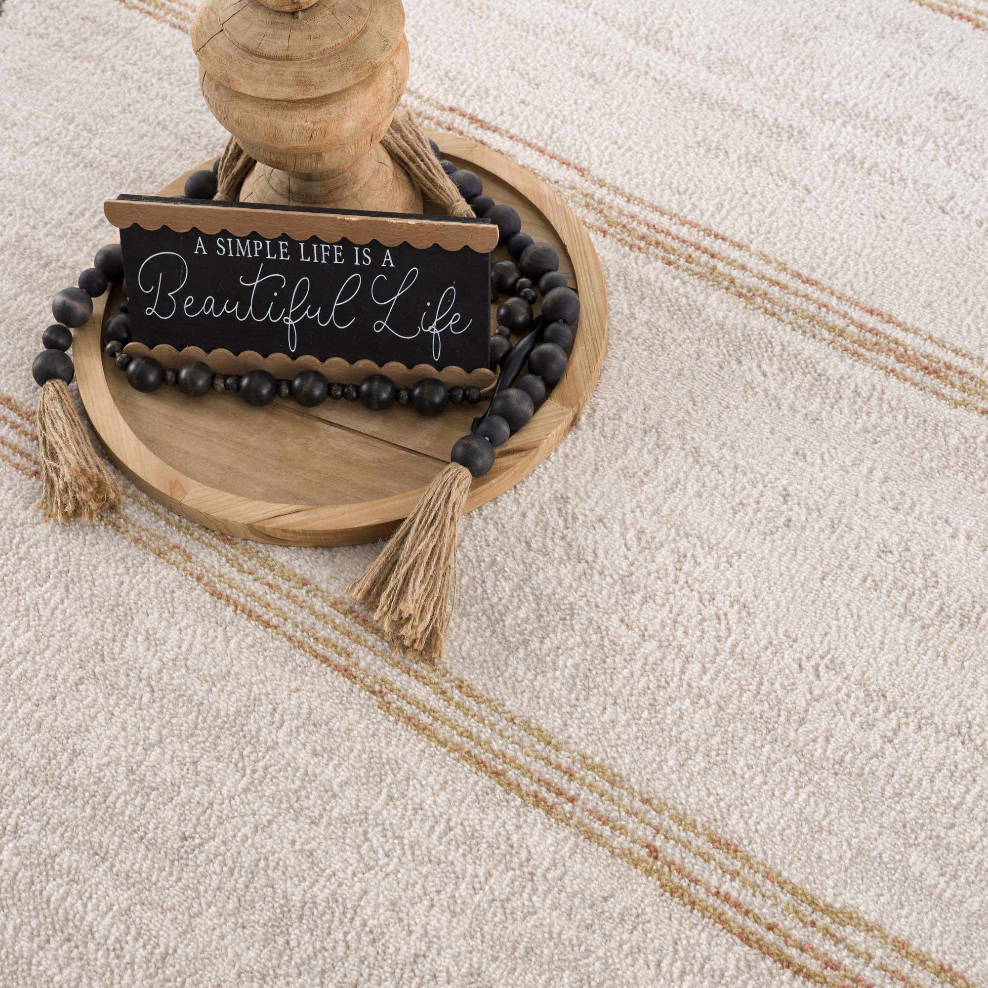 Light Peach, Gold and Charcoal Contemporary Tribal design Area Rug - Image 11