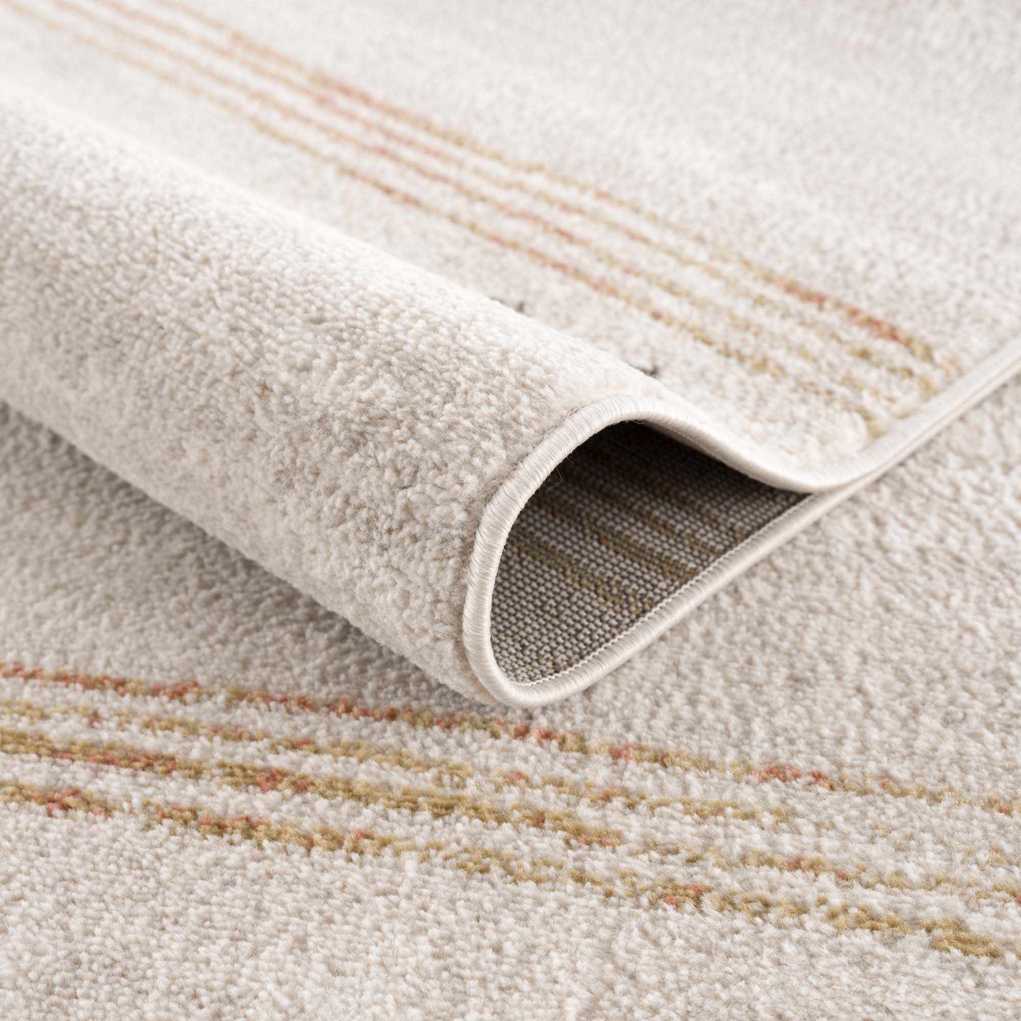 Light Peach, Gold and Charcoal Contemporary Tribal design Area Rug - Image 6