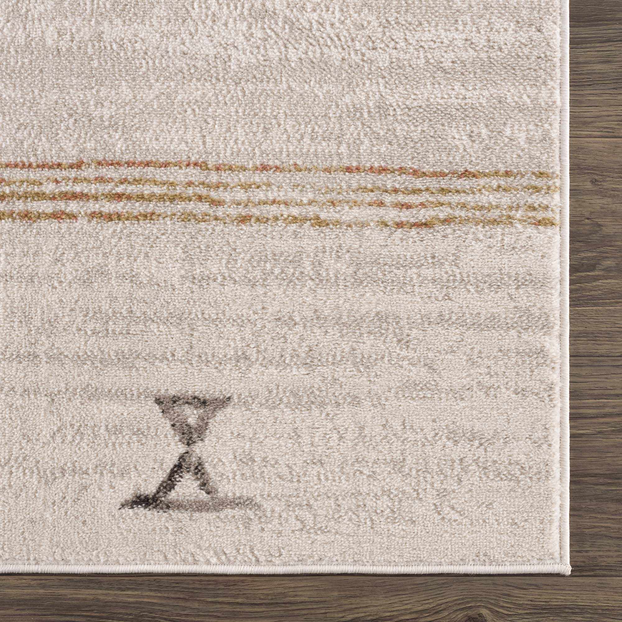 Light Peach, Gold and Charcoal Contemporary Tribal design Area Rug - Image 8