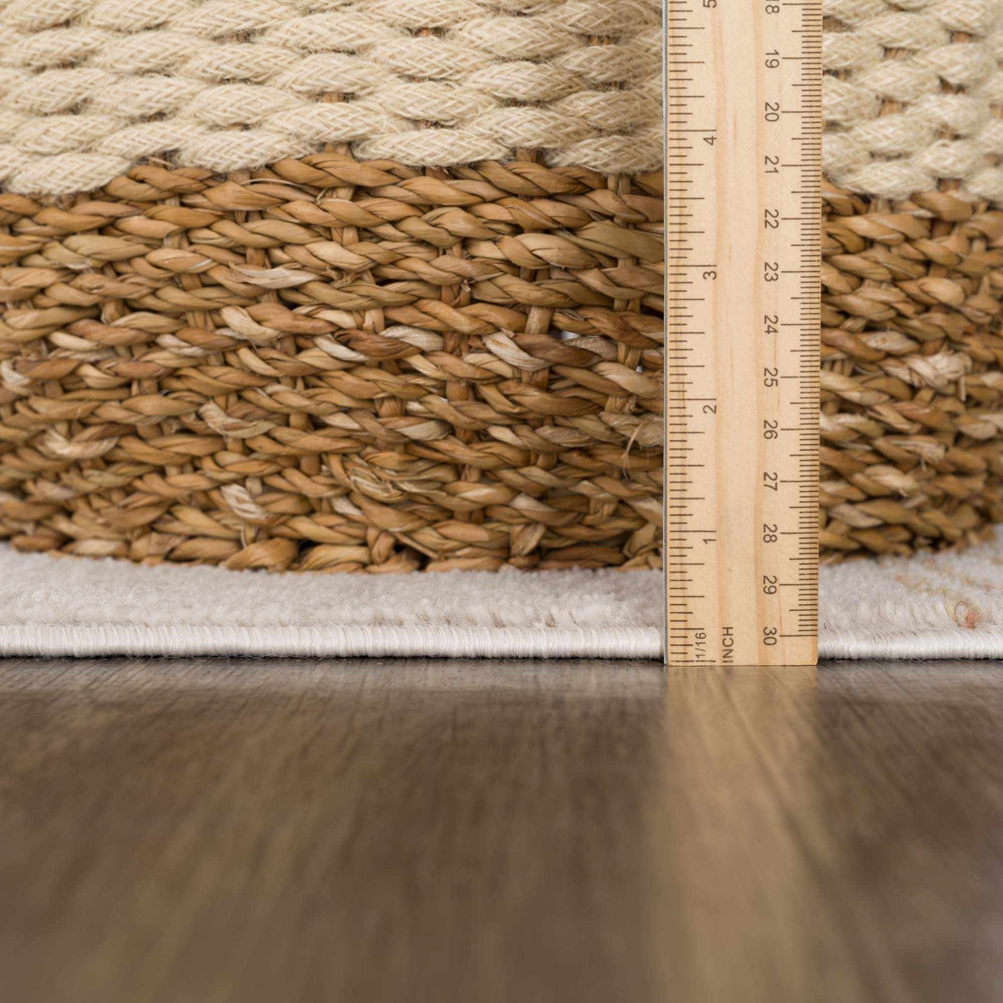 Light Peach, Gold and Charcoal Contemporary Tribal design Area Rug - Image 9