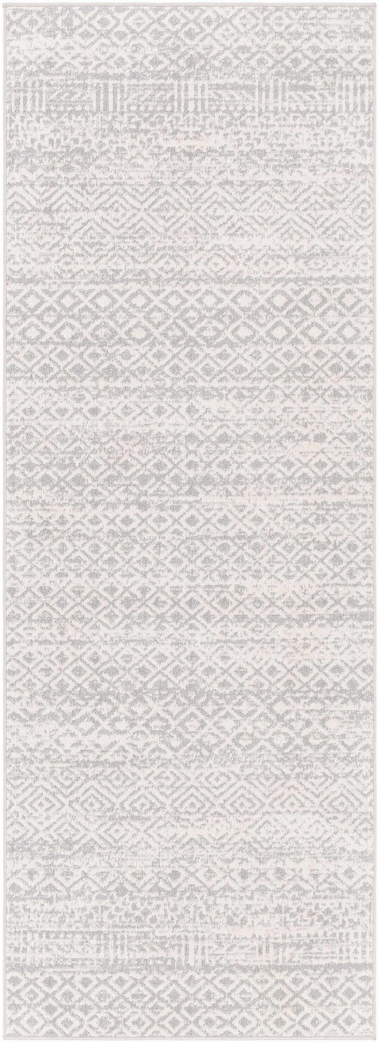 Light Silver and Beige Machine woven Traditional Moroccan Pattern Machine Washable Area Rug - Image 11