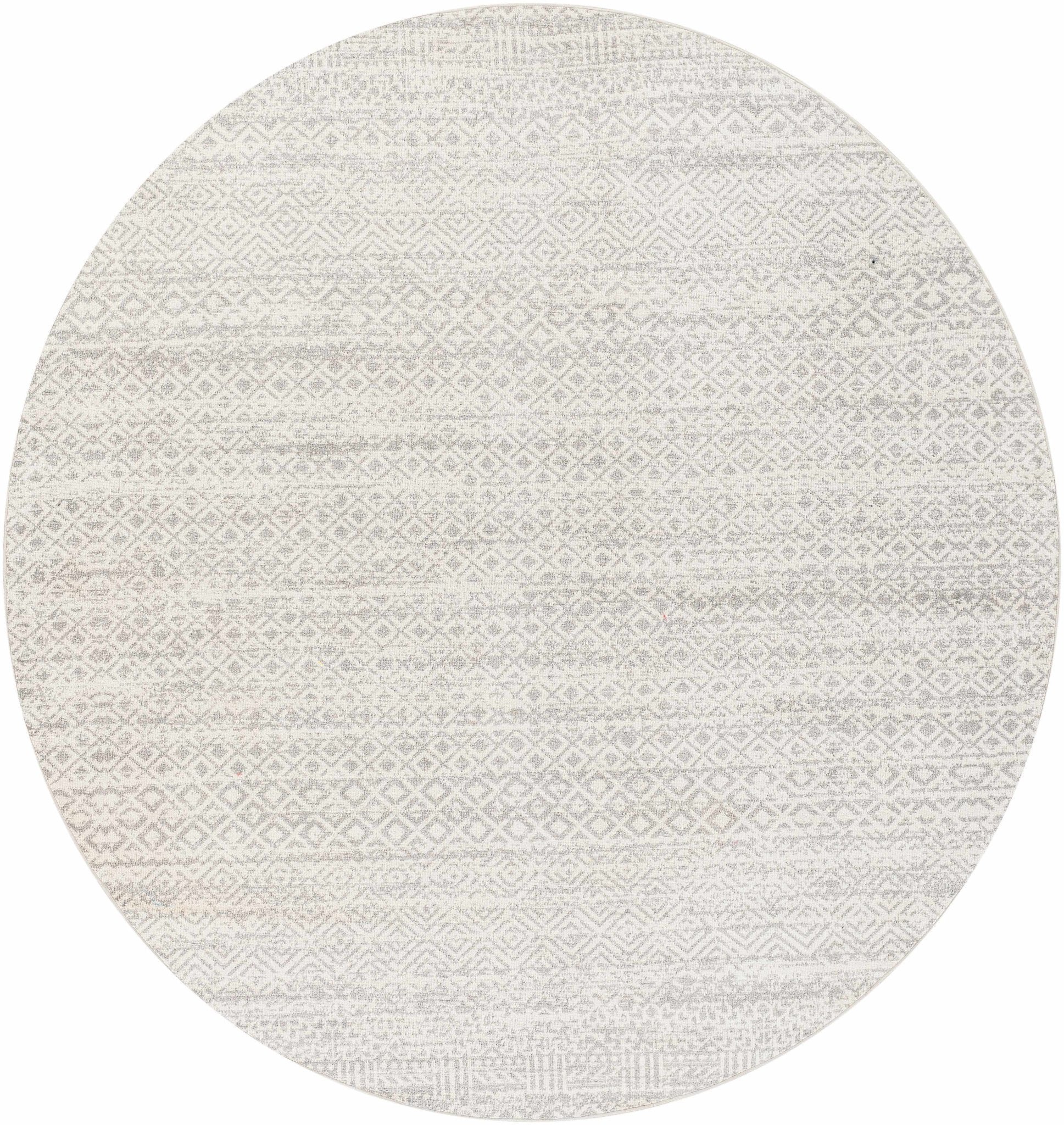 Light Silver and Beige Machine woven Traditional Moroccan Pattern Machine Washable Area Rug - Image 4