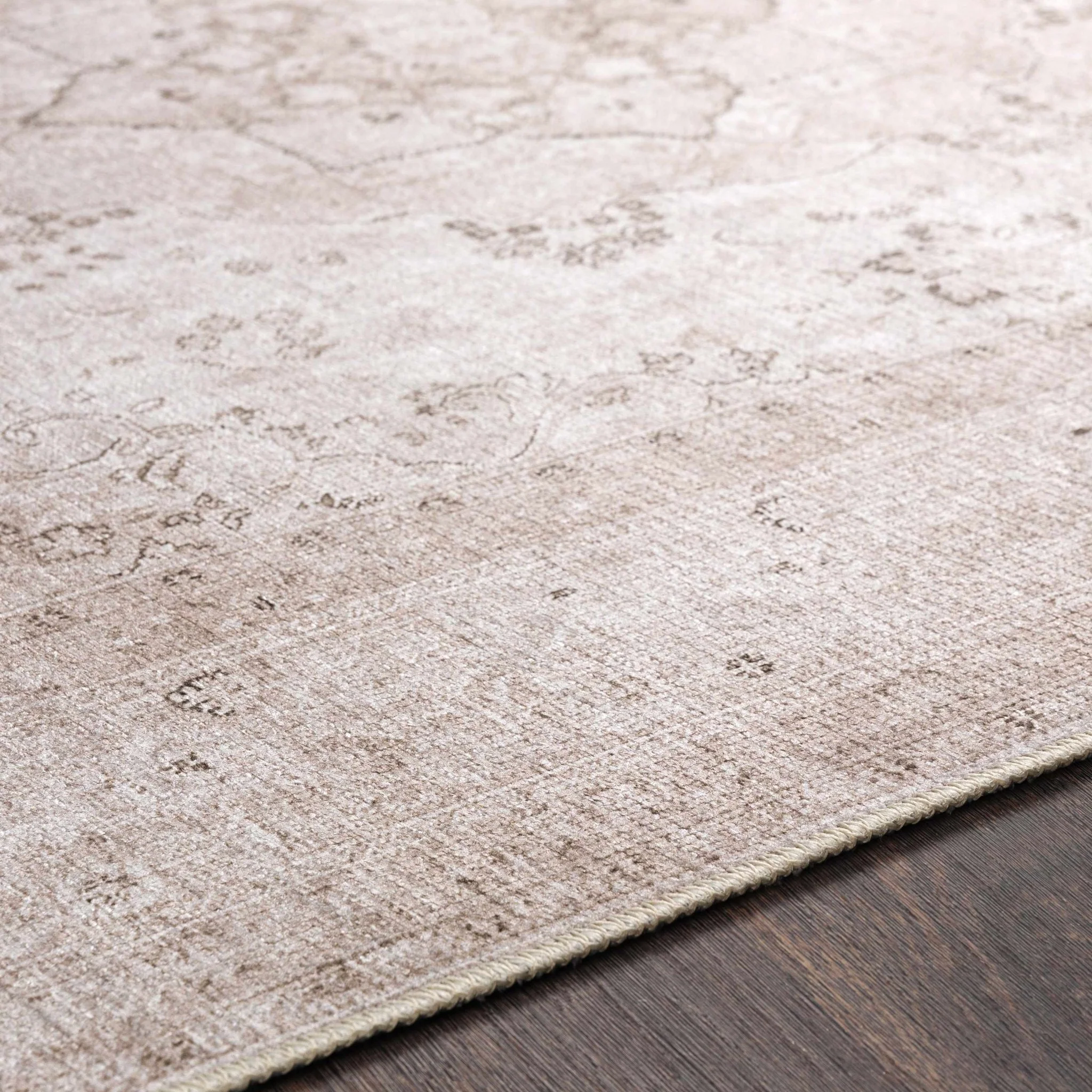 light Pink and Charcoal Traditional Medallion washable Turkish design rug - Image 18