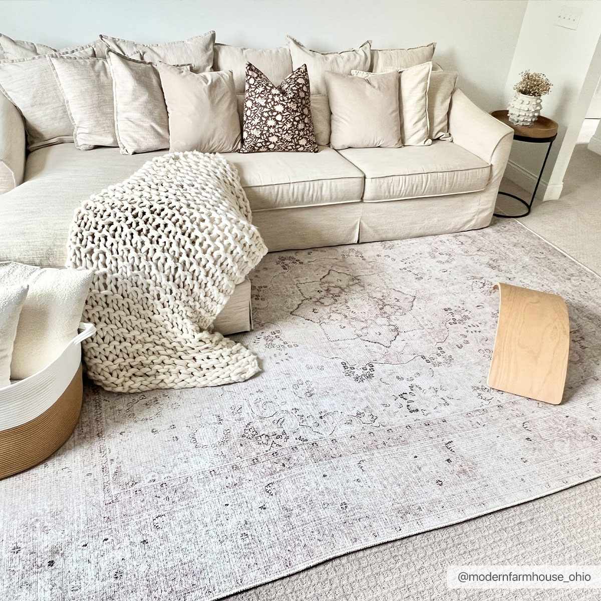 light Pink and Charcoal Traditional Medallion washable Turkish design rug - Image 3