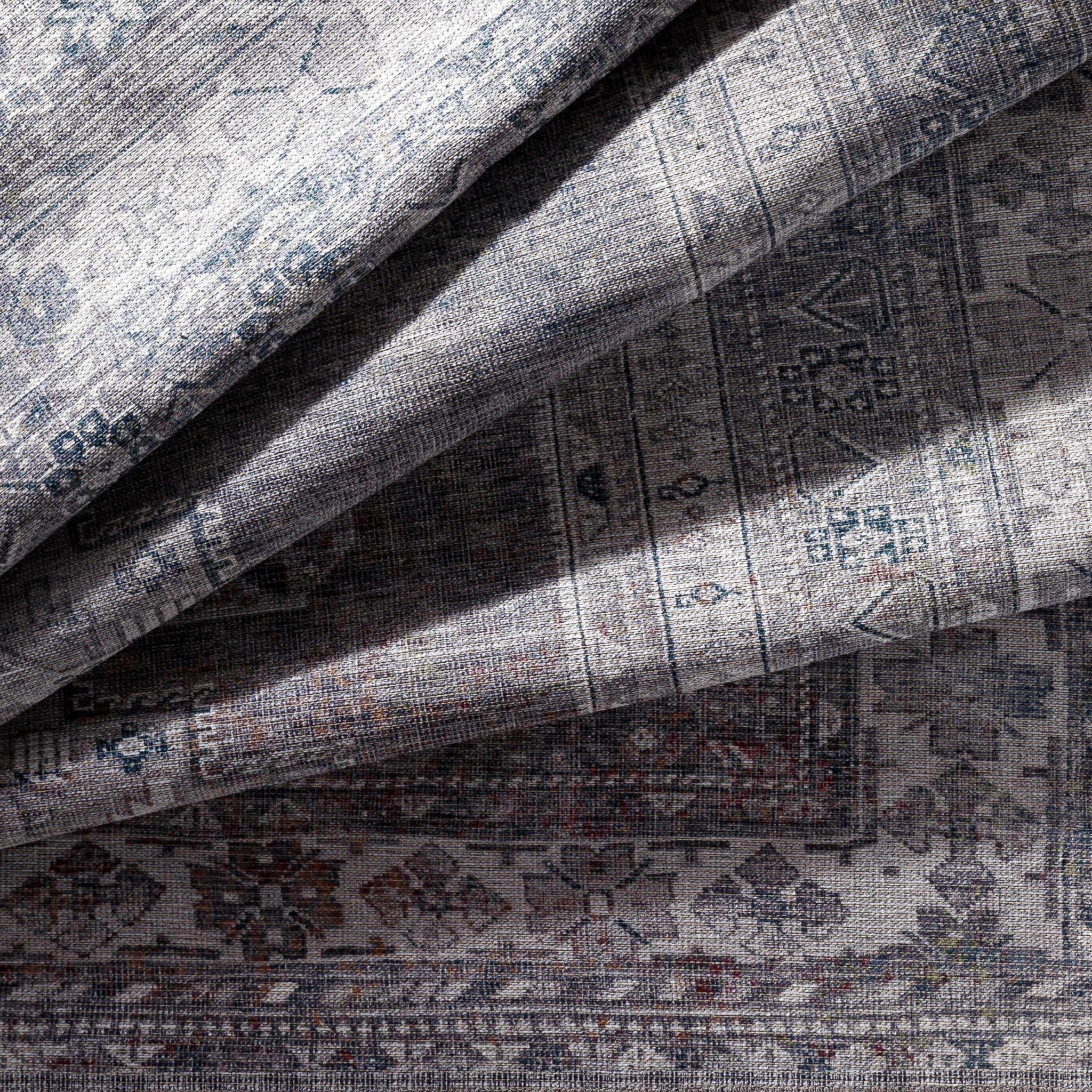 Antique Style Light Purple, Teal, Rust and Ivory Traditional Heriz Washable Area Rug - Image 12