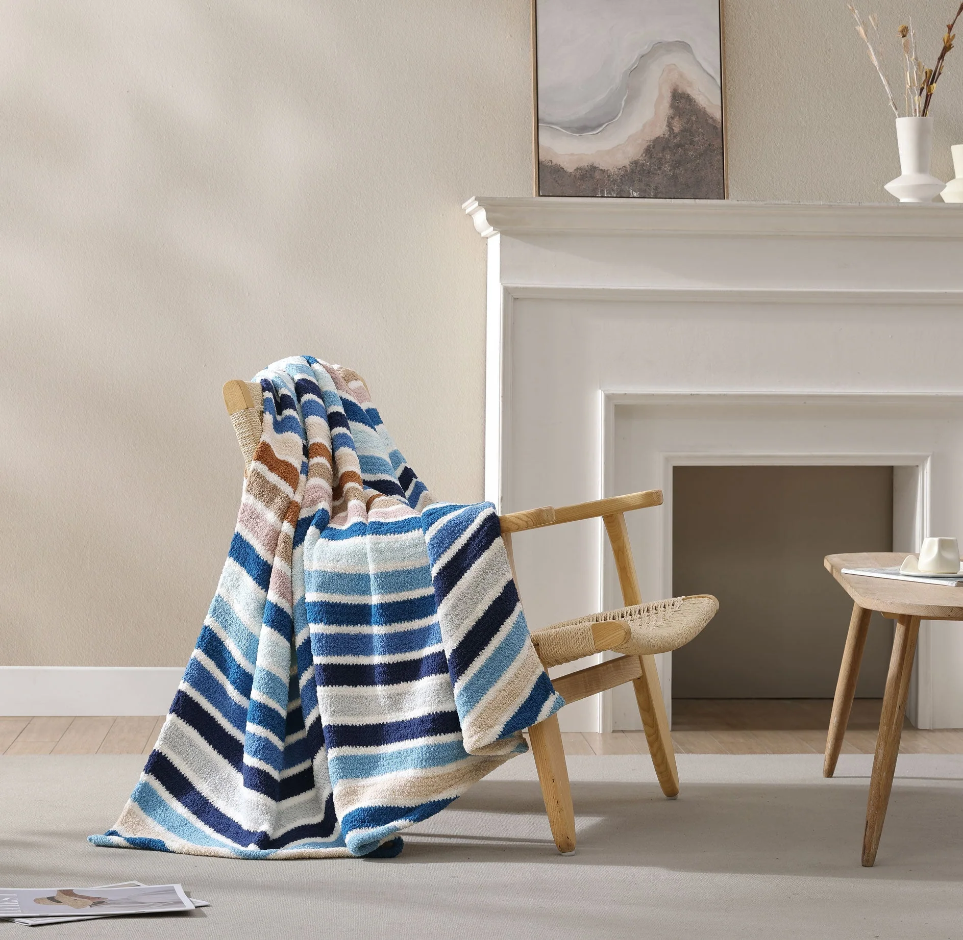 Lightweight, Cozy, and Modern Stripes  Chevron Throw Blanket - Image 3