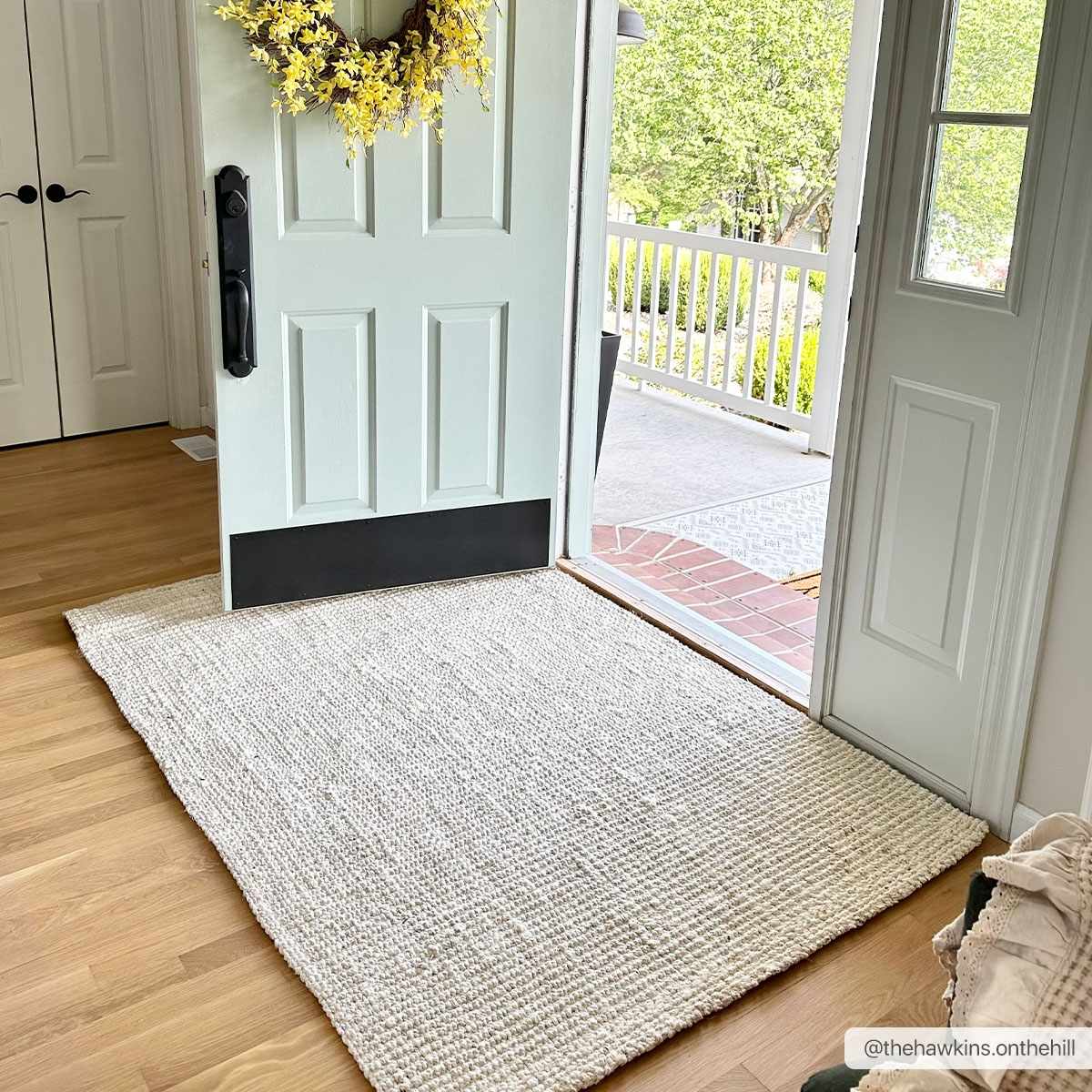 Linen Texture Natural Fiber Beige Hand Woven Jute Rug - Image 2