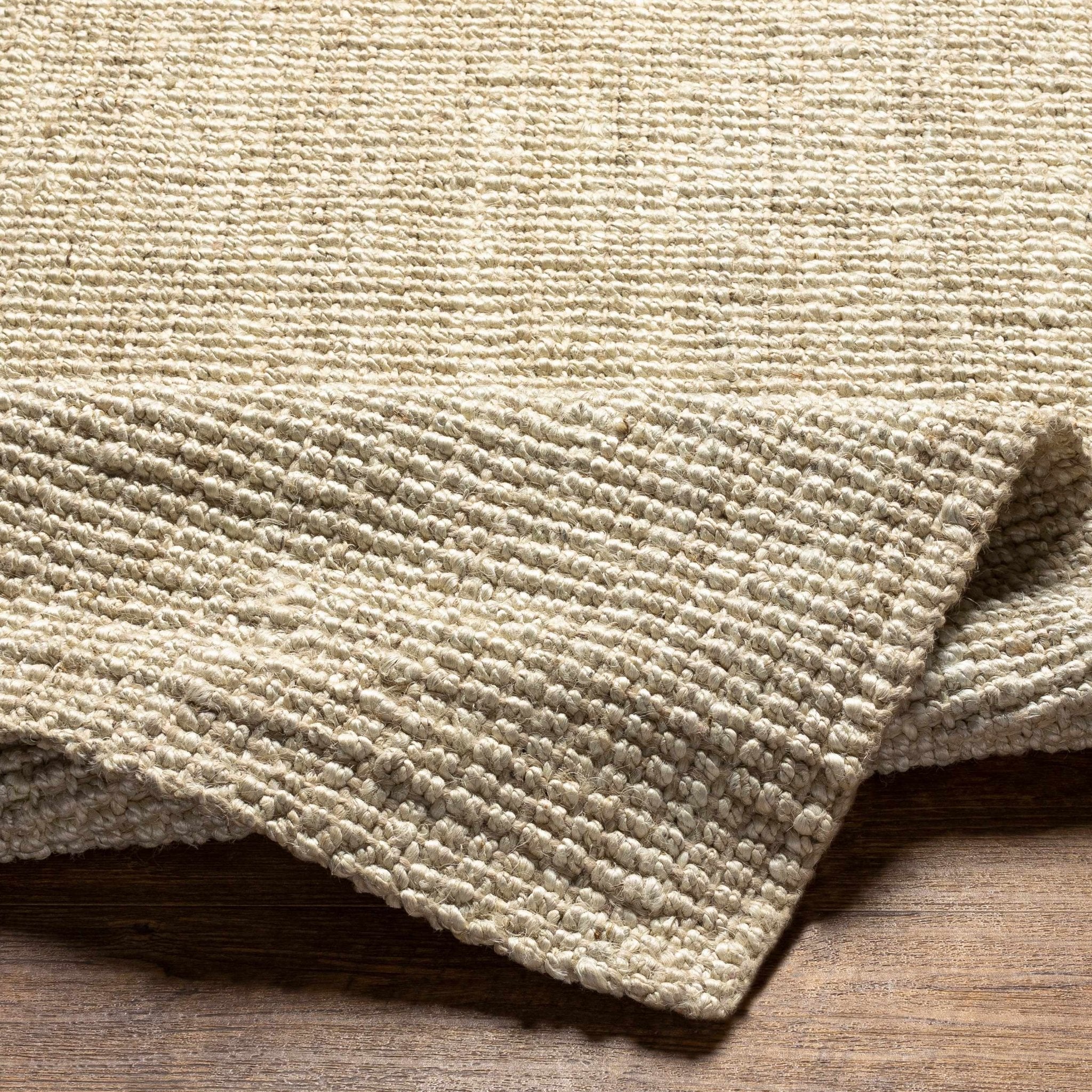 Linen Texture Natural Fiber Beige Hand Woven Jute Rug - Image 3