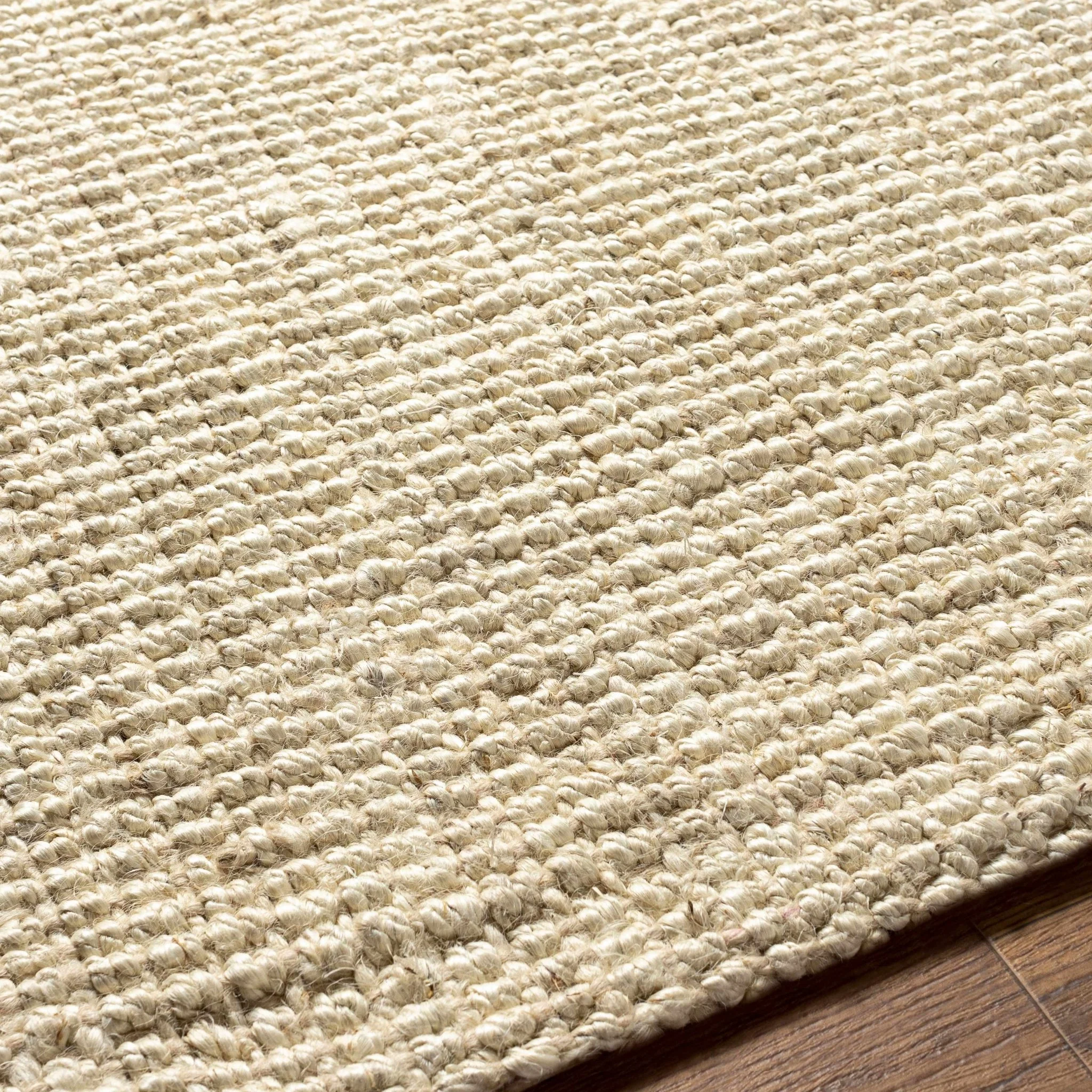 Linen Texture Natural Fiber Beige Hand Woven Jute Rug - Image 5
