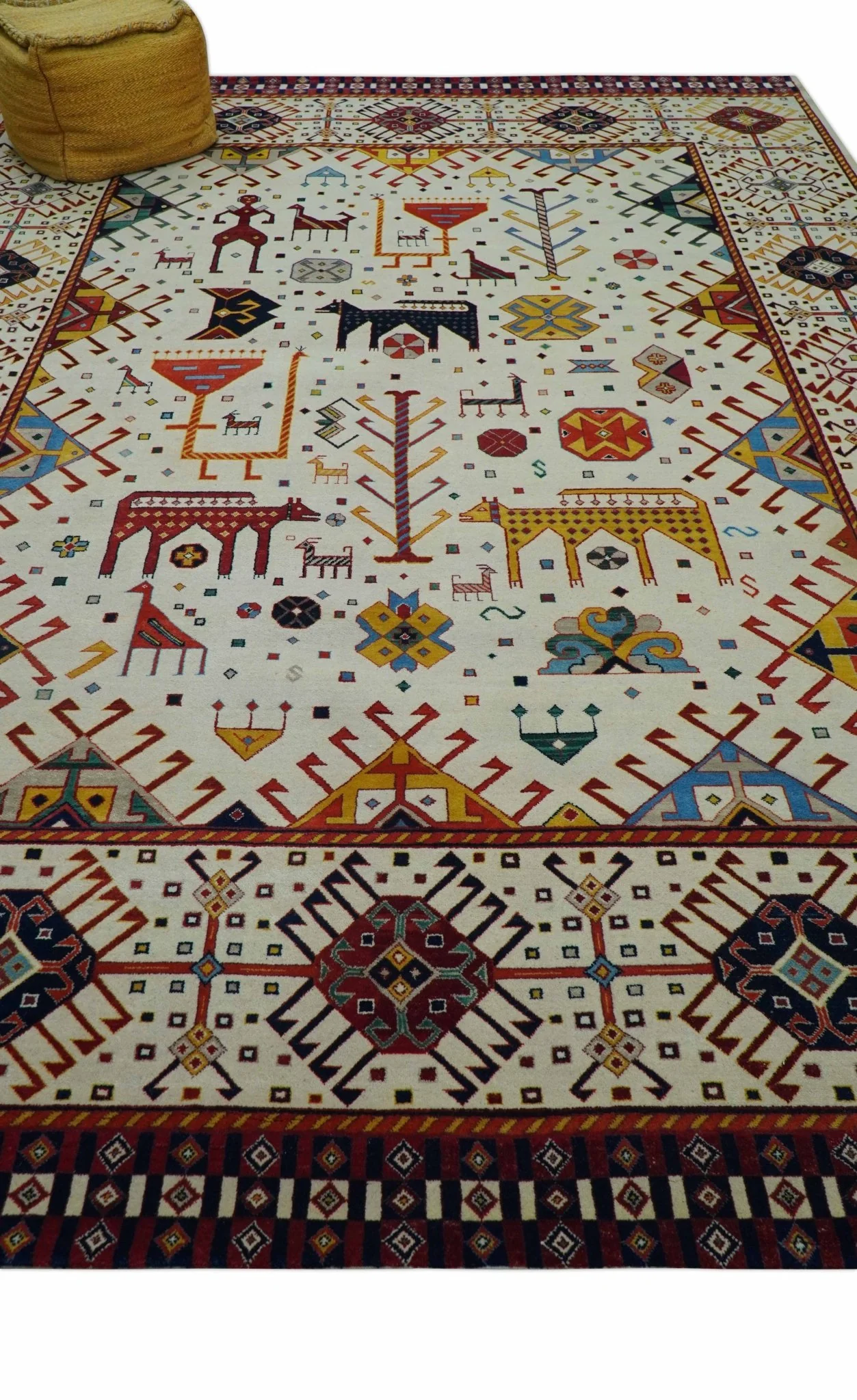 Lori Gabbeh Design Ivory 8x11.7 Hand Knotted wool Area Rug - Image 11