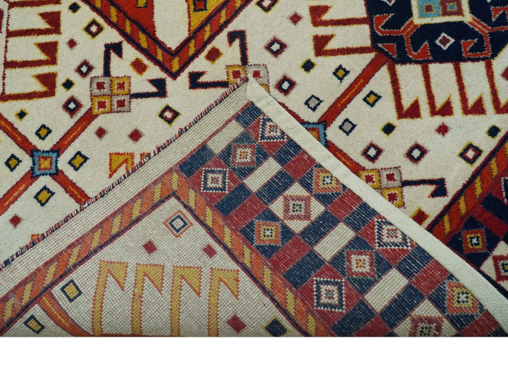Lori Gabbeh Design Ivory 8x11.7 Hand Knotted wool Area Rug - Image 5