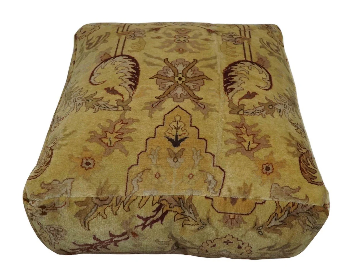Luxury Floor Pillow made Pouf from restored fine quality hand knotted area rug |FP2 - Image 7