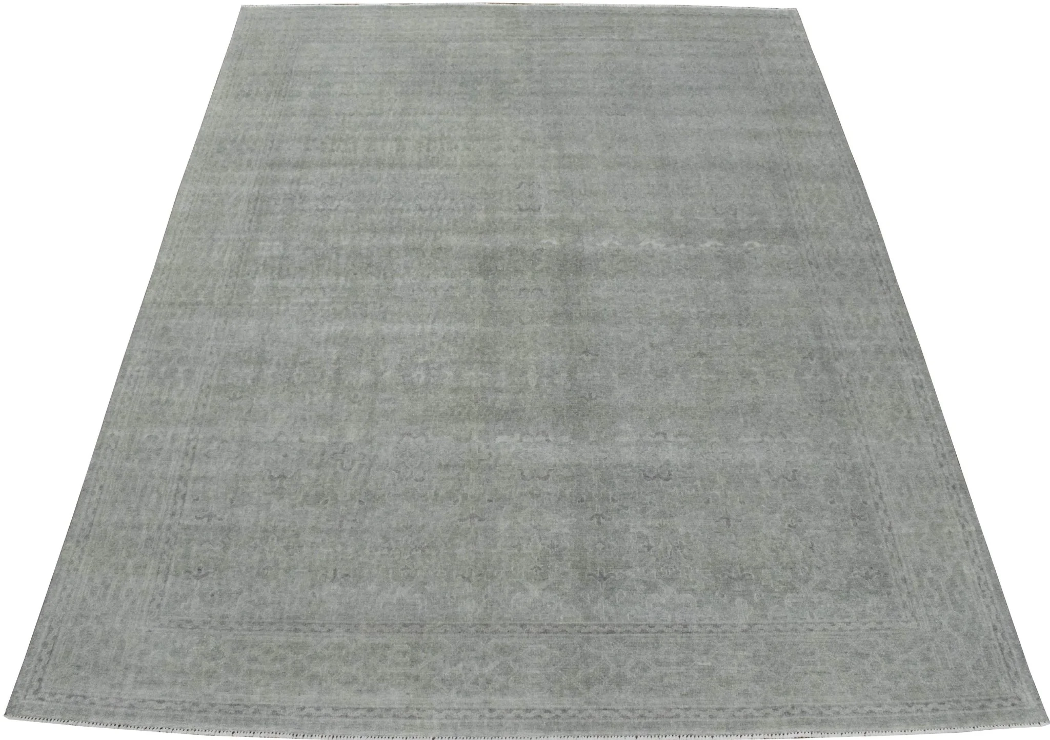 Luxury Hand knotted Wool 8x10 Gray Area Rug  | EMP3 - Image 6