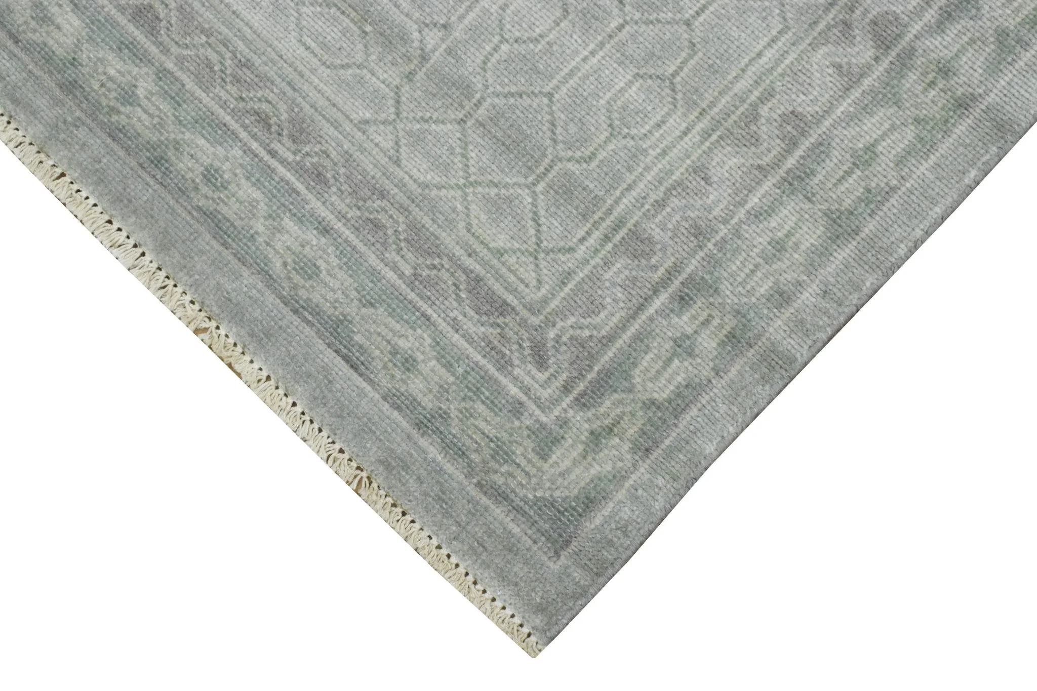 Luxury Hand knotted Wool 8x10 Gray Area Rug  | EMP4 - Image 3
