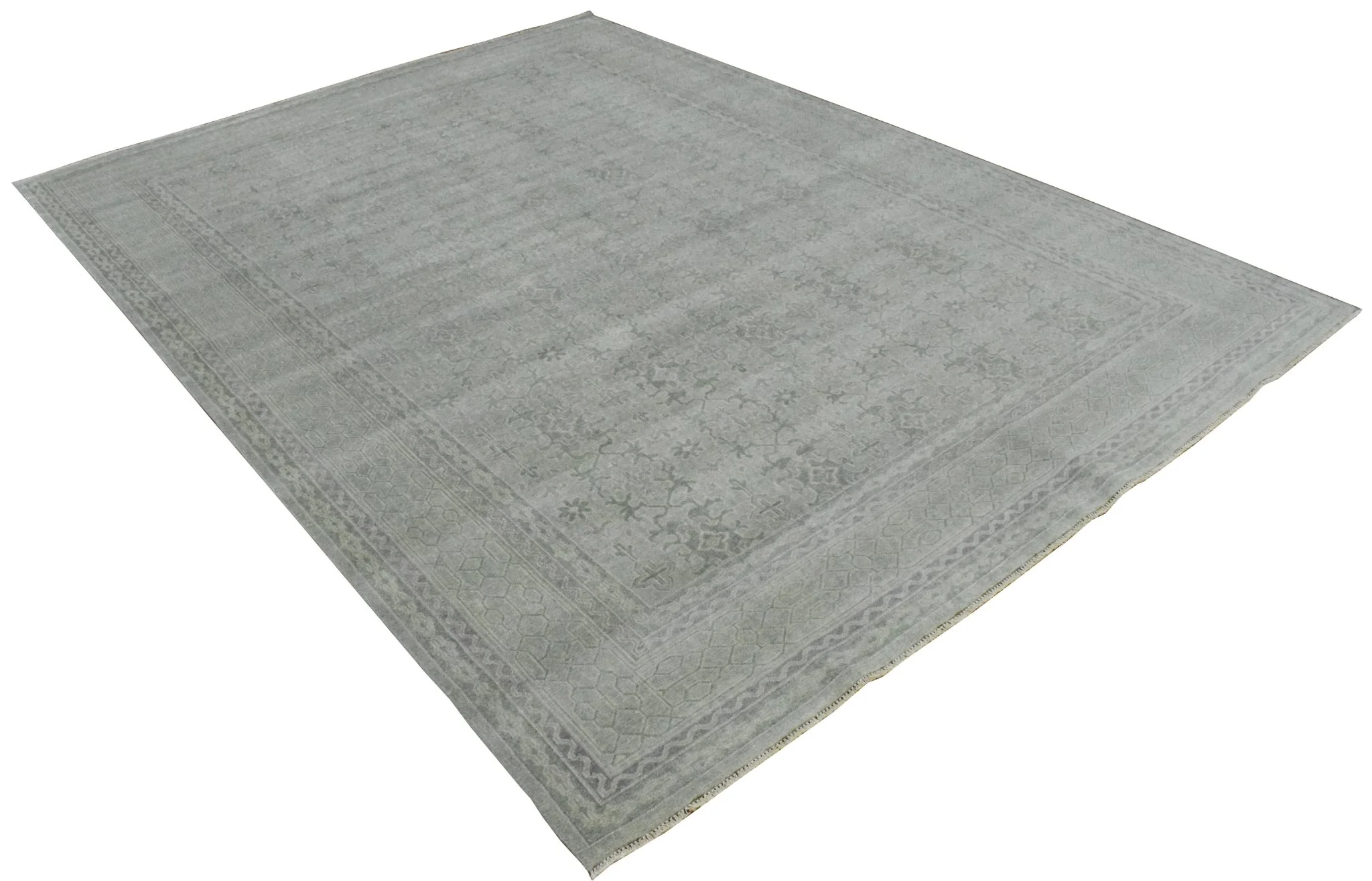 Luxury Hand knotted Wool 8x10 Gray Area Rug  | EMP4 - Image 4