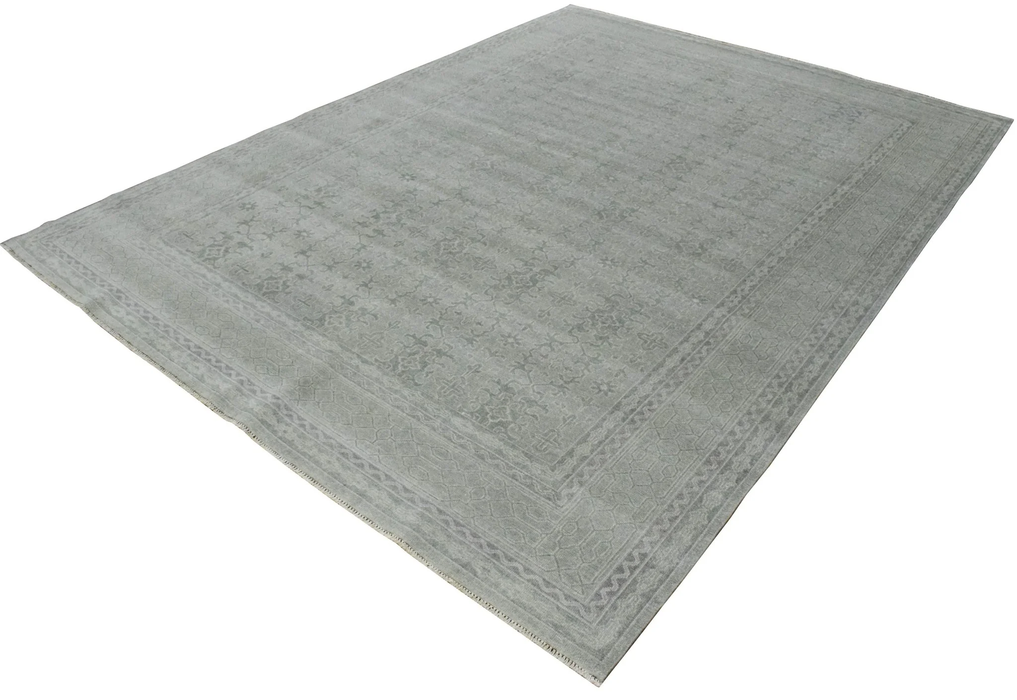 Luxury Hand knotted Wool 8x10 Gray Area Rug  | EMP4 - Image 5