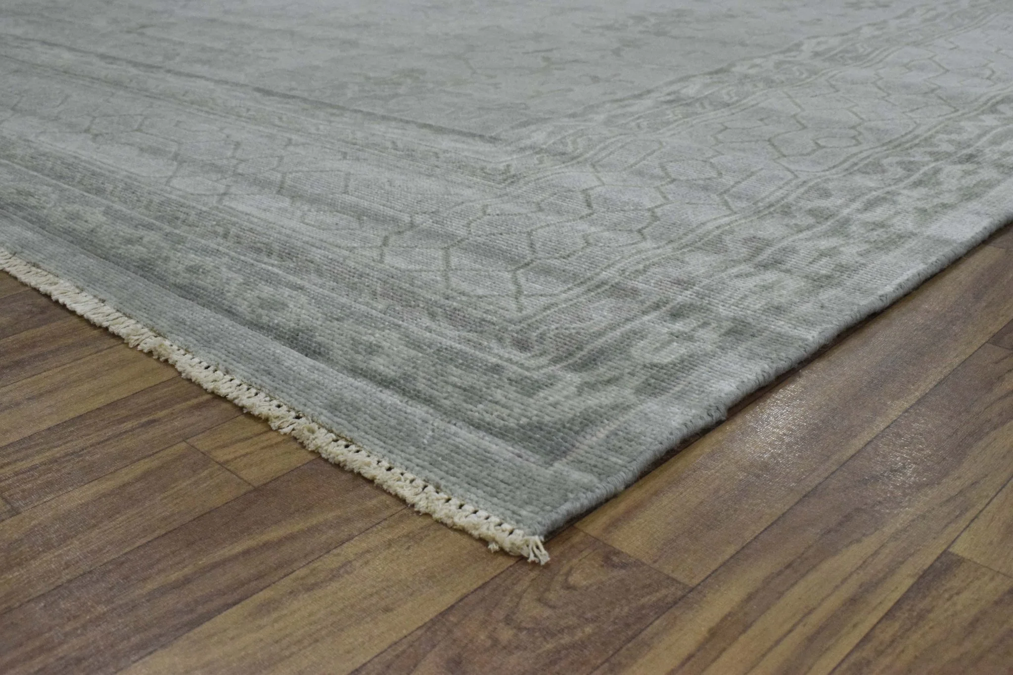 Luxury Hand knotted Wool 8x10 Gray Area Rug  | EMP4 - Image 6