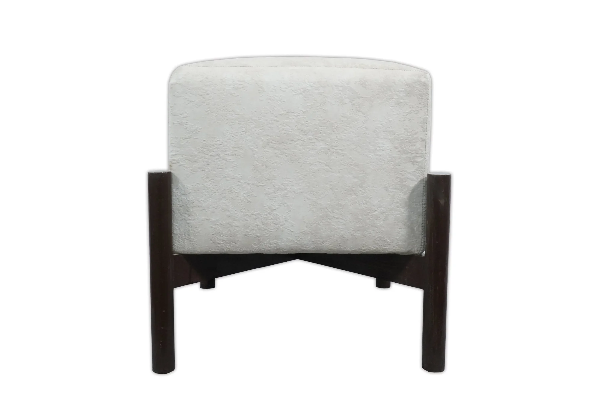 Luxury Velvet Handmade Ivory Wooden Stool - Image 2
