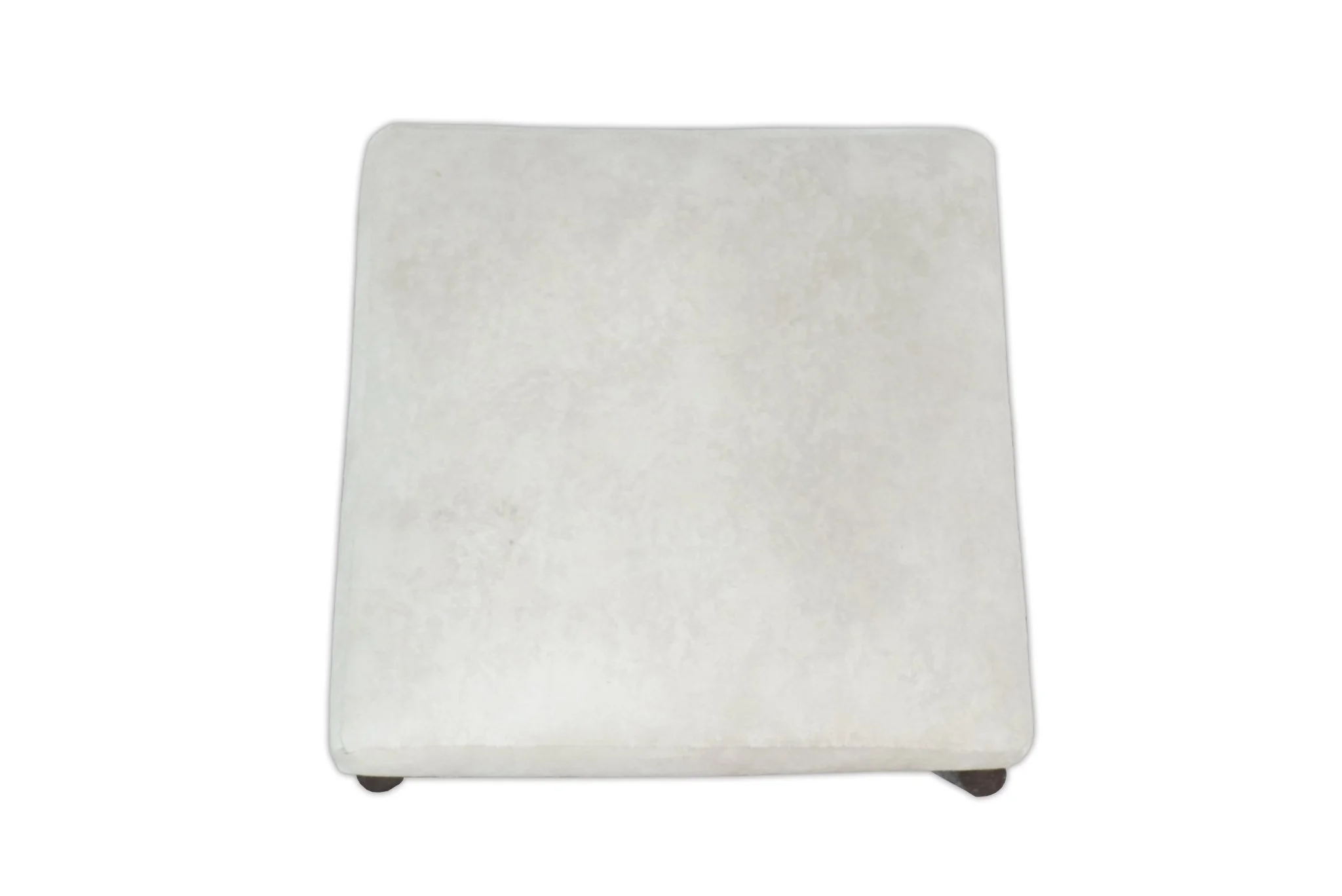 Luxury Velvet Handmade Ivory Wooden Stool - Image 4