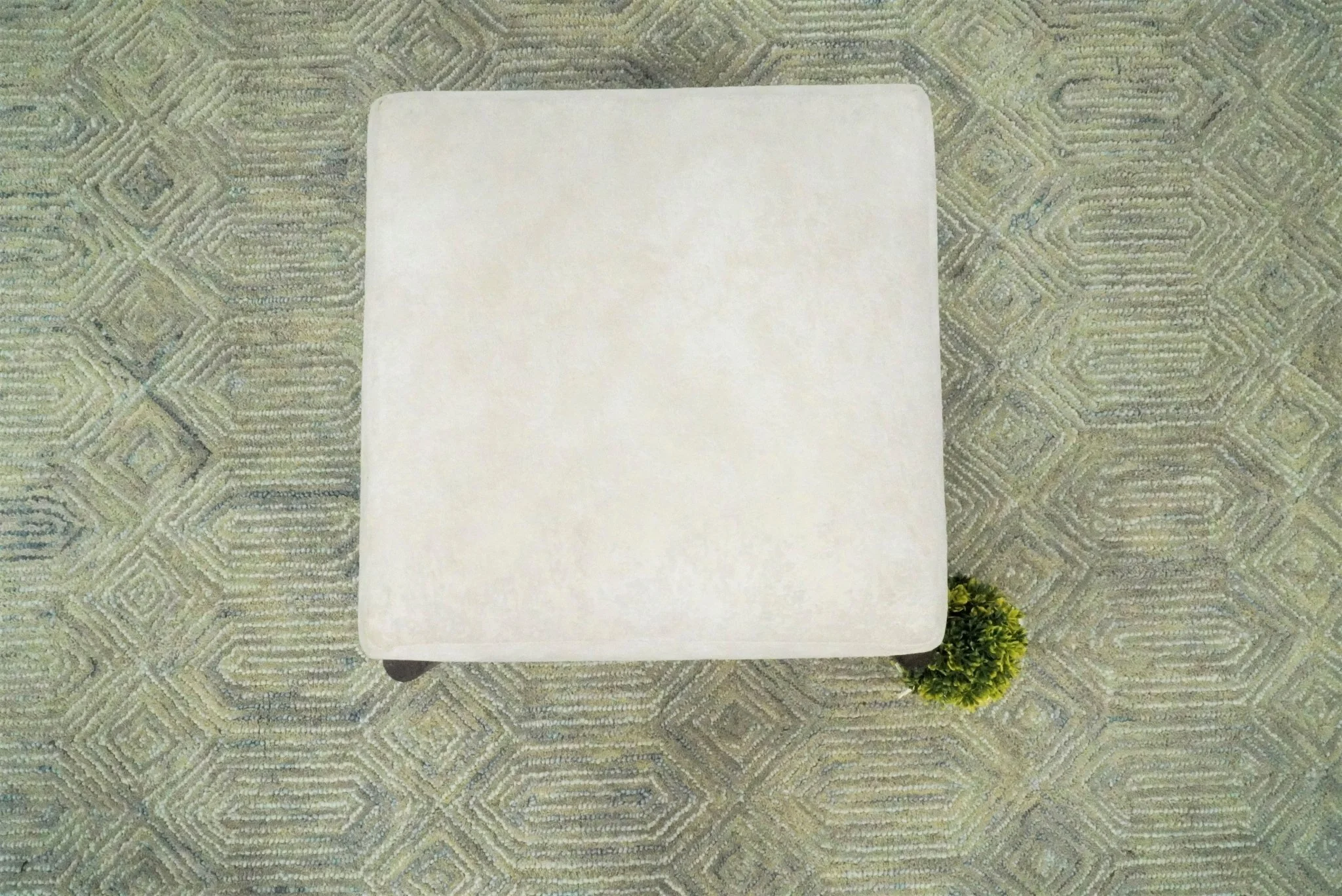 Luxury Velvet Handmade Ivory Wooden Stool - Image 9