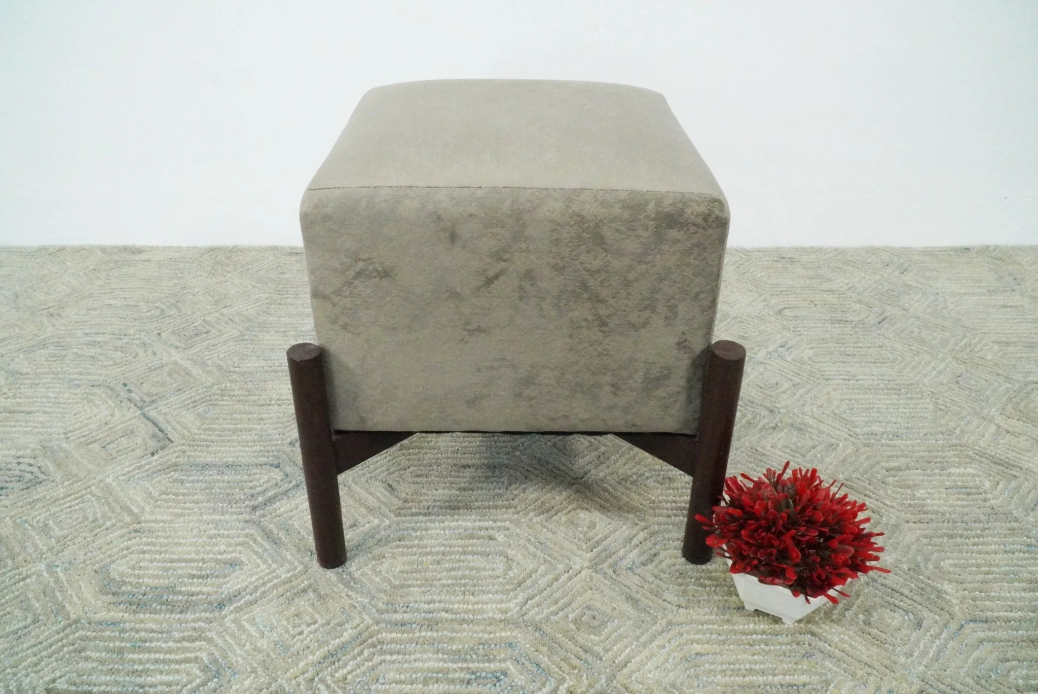 Luxury Velvet Handmade Slate Wooden Stool - Image 5