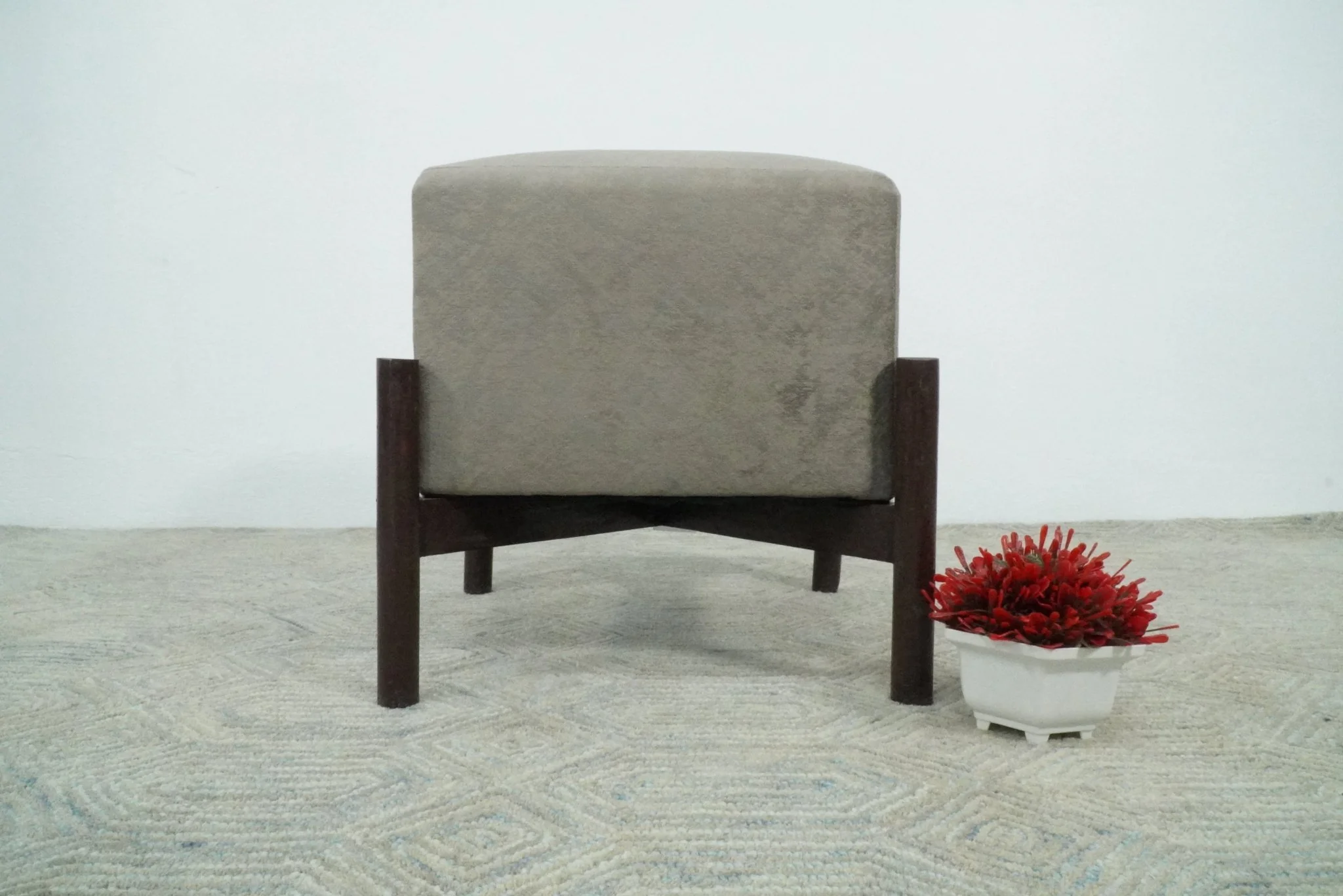 Luxury Velvet Handmade Slate Wooden Stool - Image 8