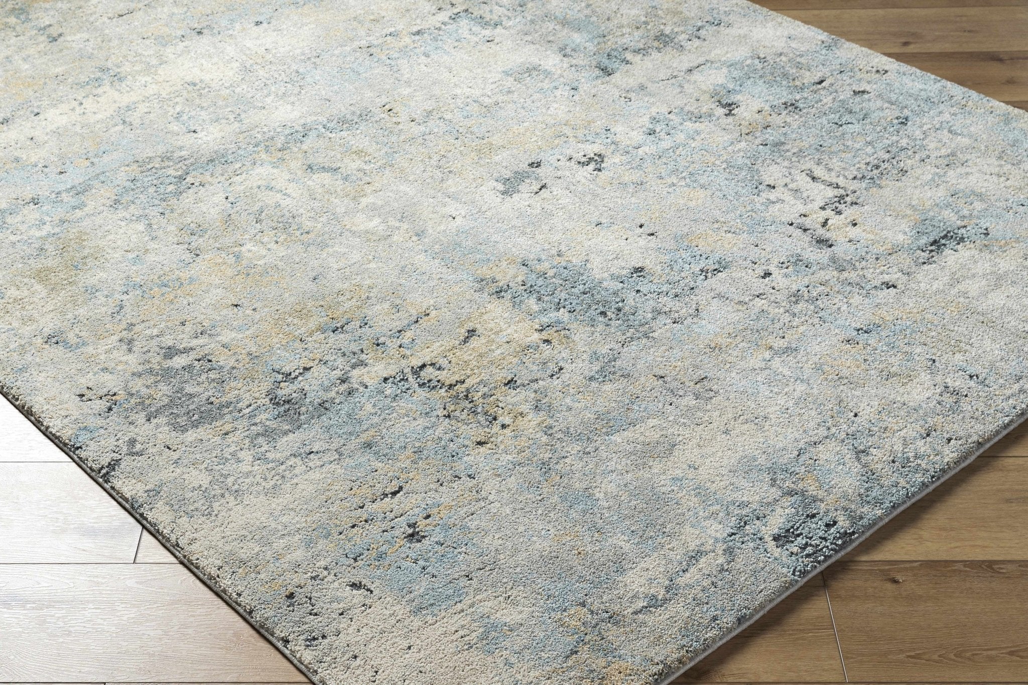 Machine Woven Beige And Blue Modern Abstract Style Rug - Image 2