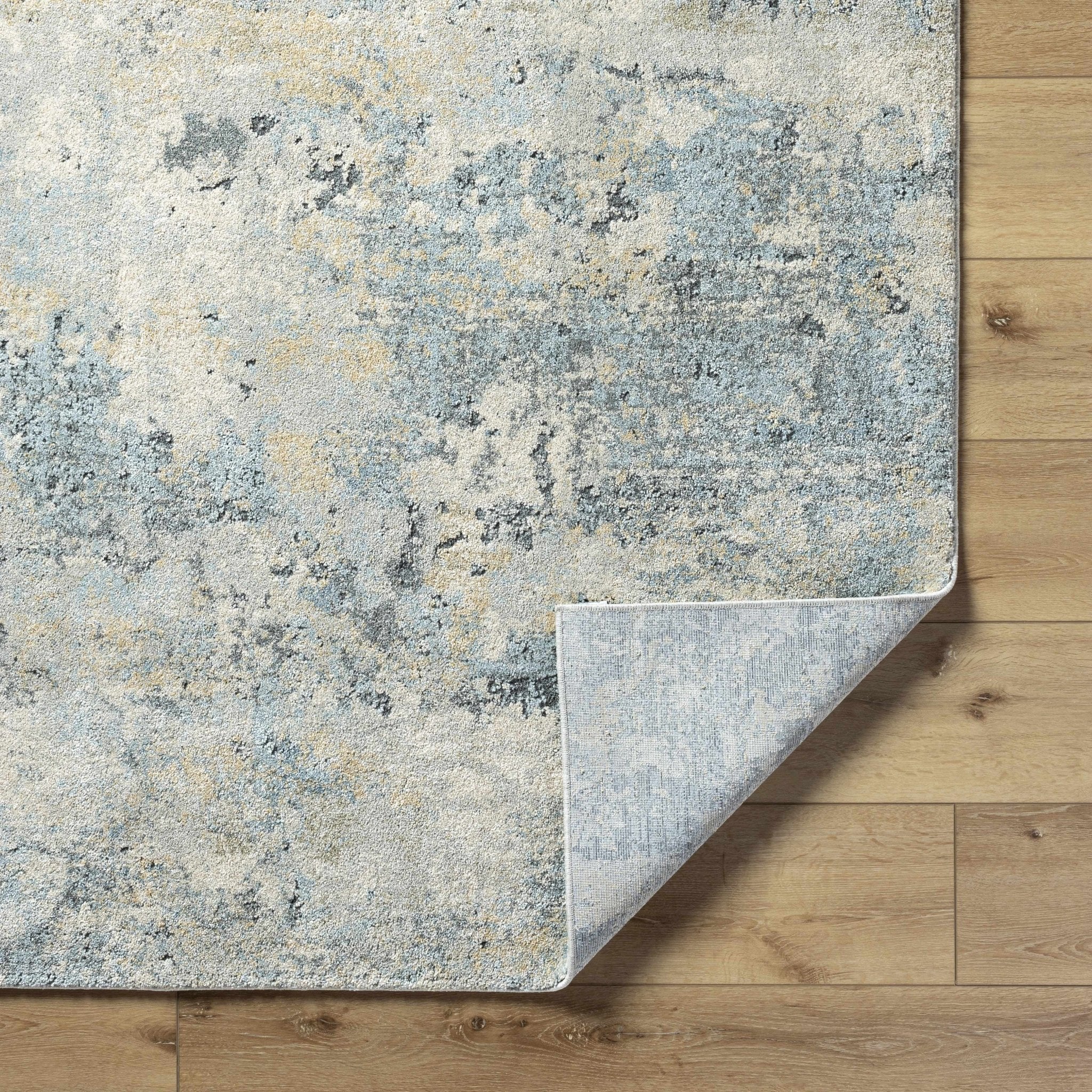 Machine Woven Beige And Blue Modern Abstract Style Rug - Image 3