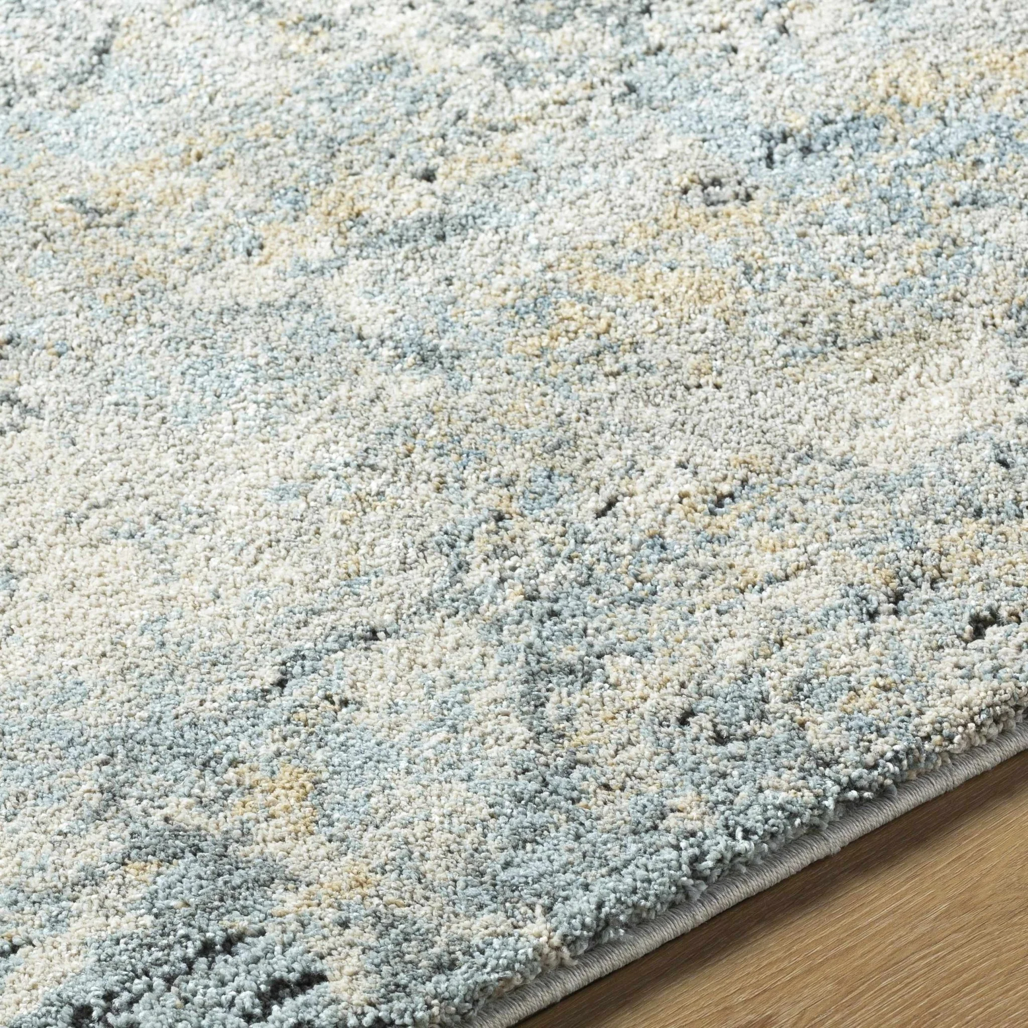 Machine Woven Beige And Blue Modern Abstract Style Rug - Image 4