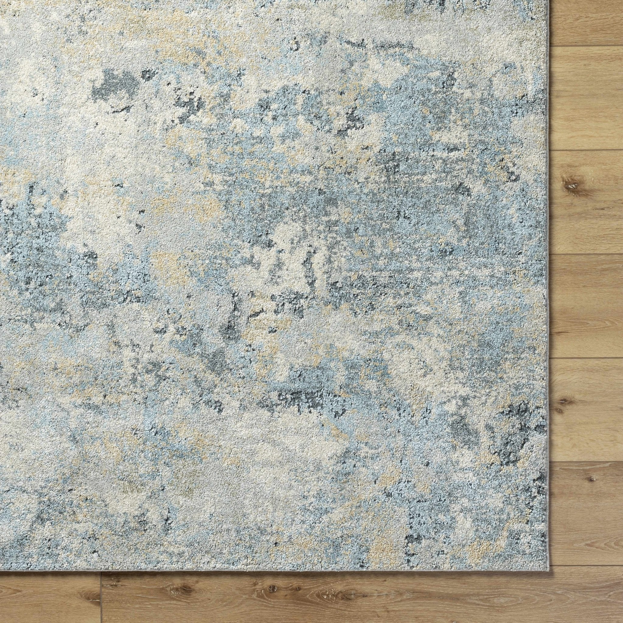 Machine Woven Beige And Blue Modern Abstract Style Rug - Image 5