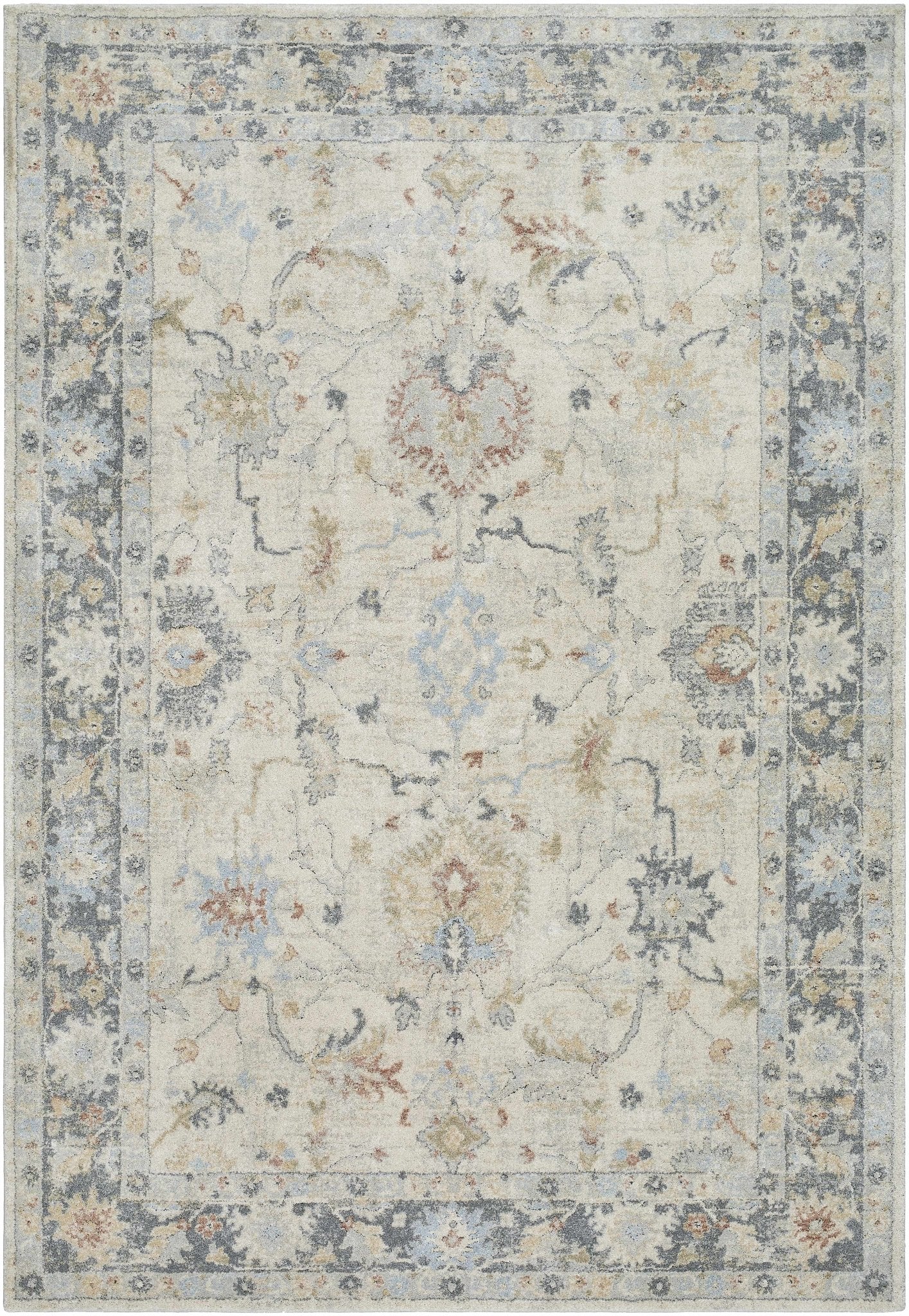 Machine Woven Beige And Gray Traditional Style Area Rug - Image 2