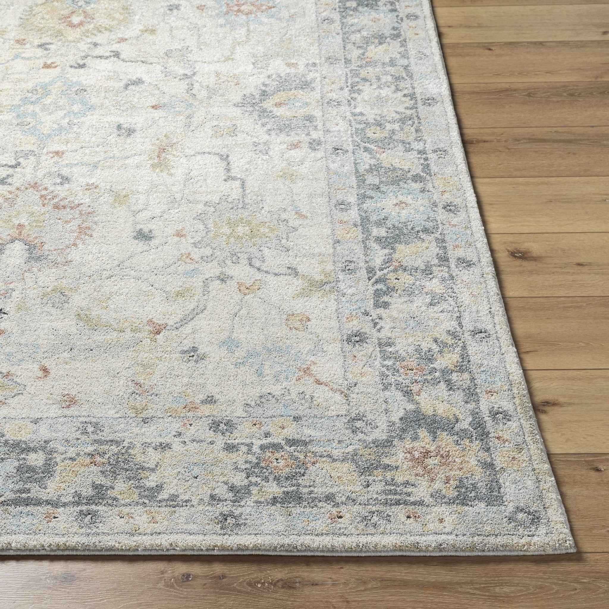 Machine Woven Beige And Gray Traditional Style Area Rug - Image 3