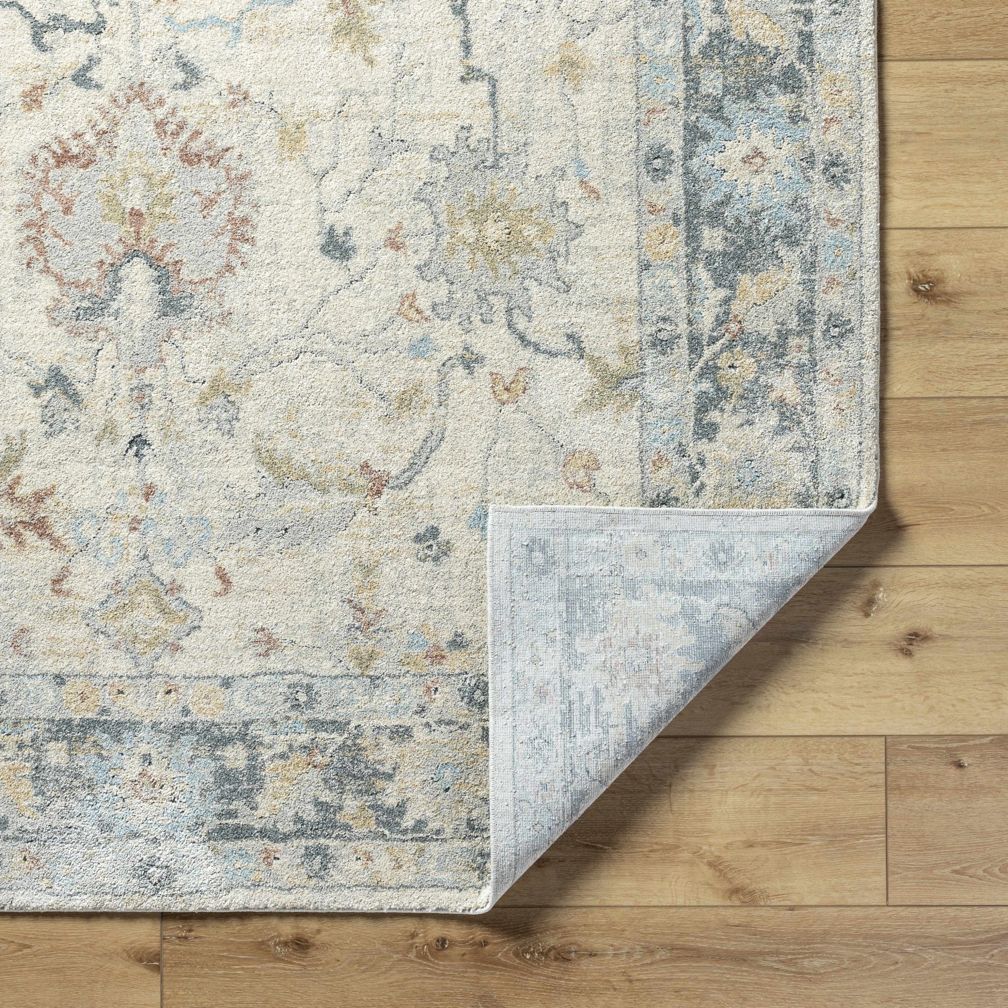 Machine Woven Beige And Gray Traditional Style Area Rug - Image 4