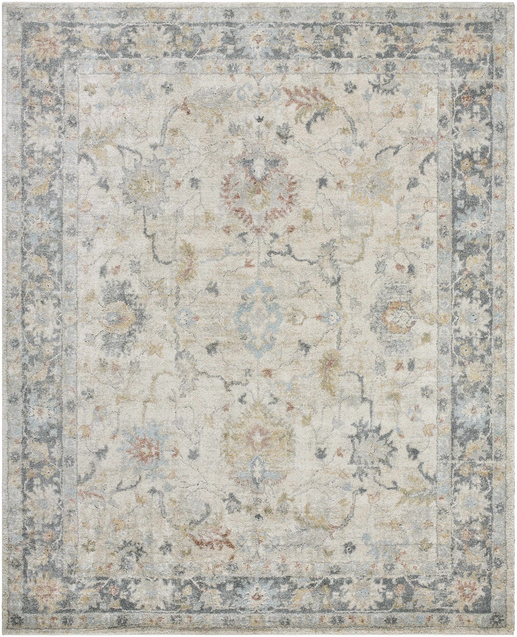 Machine Woven Beige And Gray Traditional Style Area Rug - Image 8