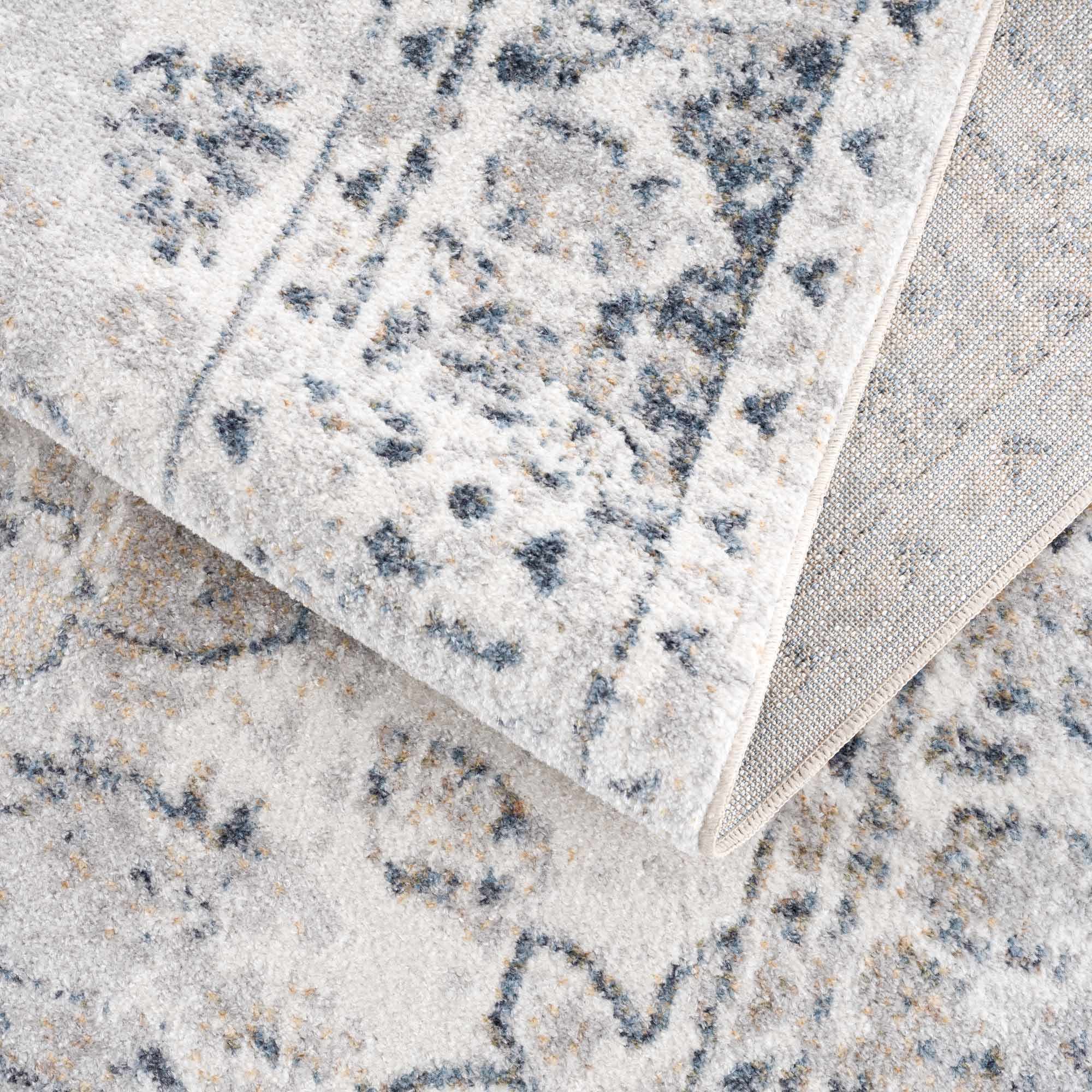 Traditional Heriz Design Beige, Silver and Charcoal washable Area Rug - Image 11