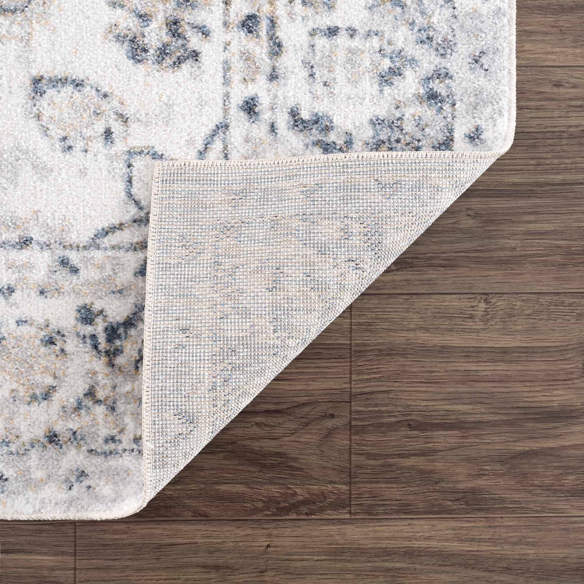 Traditional Heriz Design Beige, Silver and Charcoal washable Area Rug - Image 5