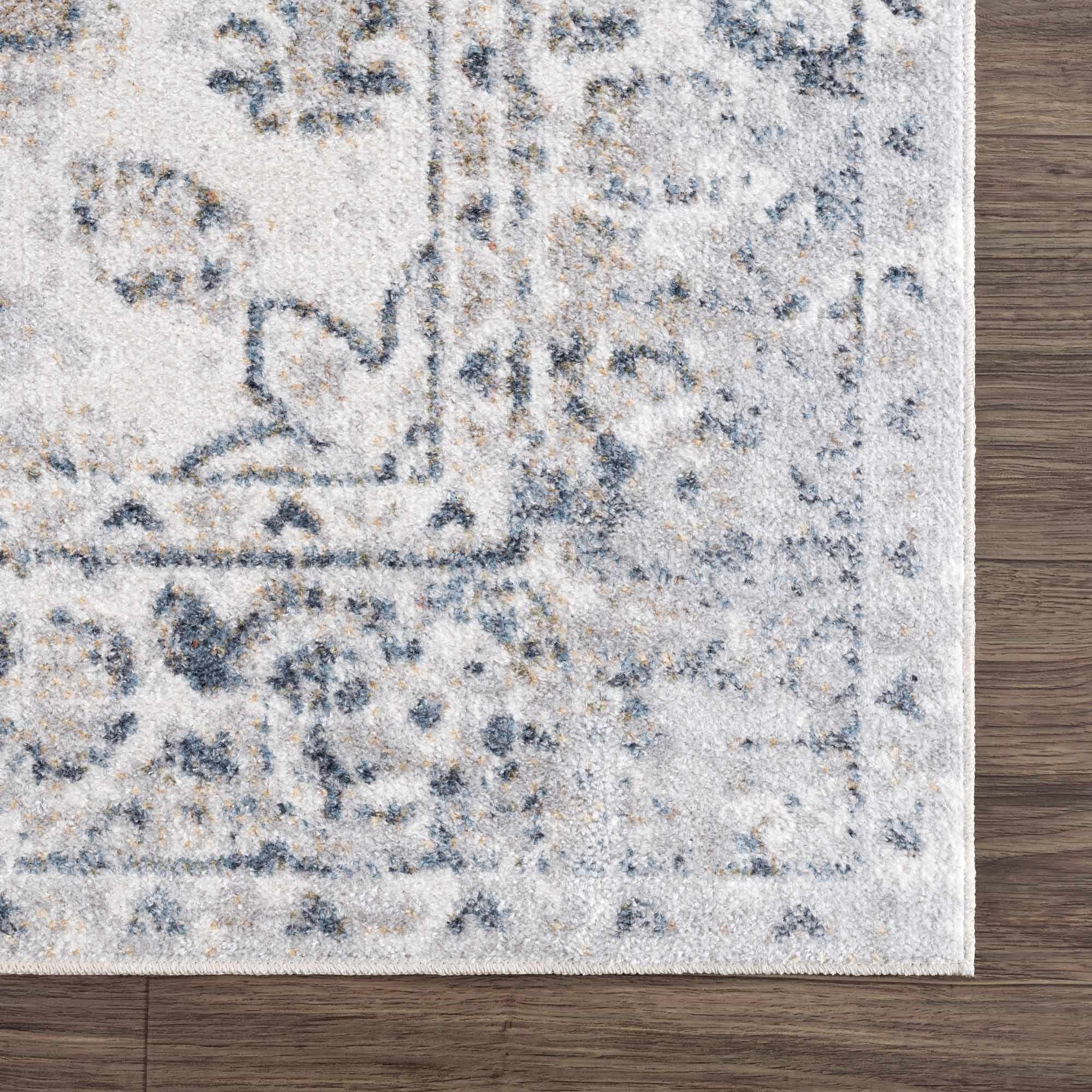 Traditional Heriz Design Beige, Silver and Charcoal washable Area Rug - Image 8