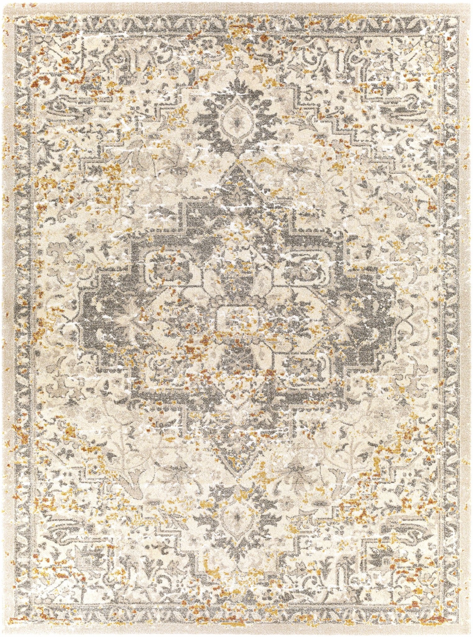Machine Woven Beige Traditional Medallion Design Rug - Image 10